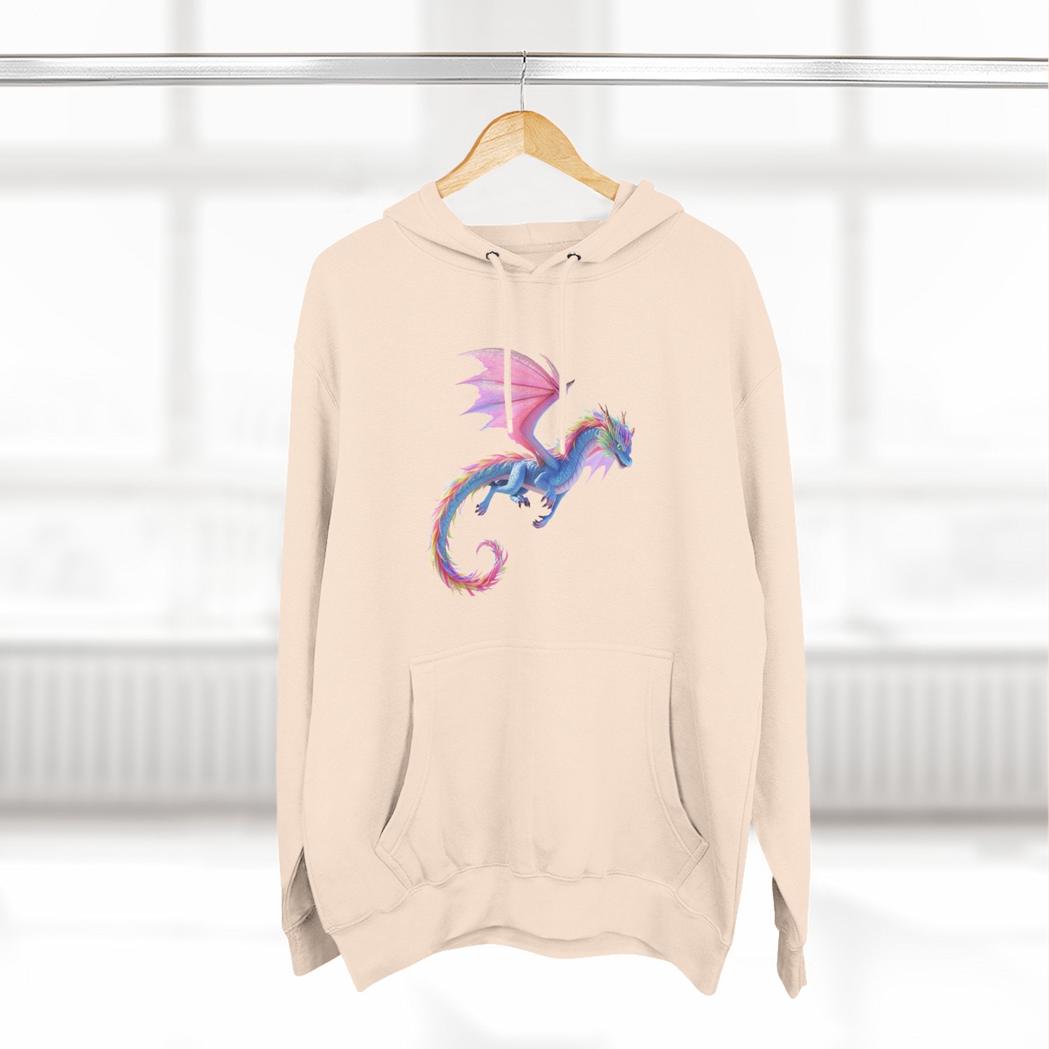 Dragon Watercolor Hoodie — Pastel Fantasy Flying Dragon Sweatshirt