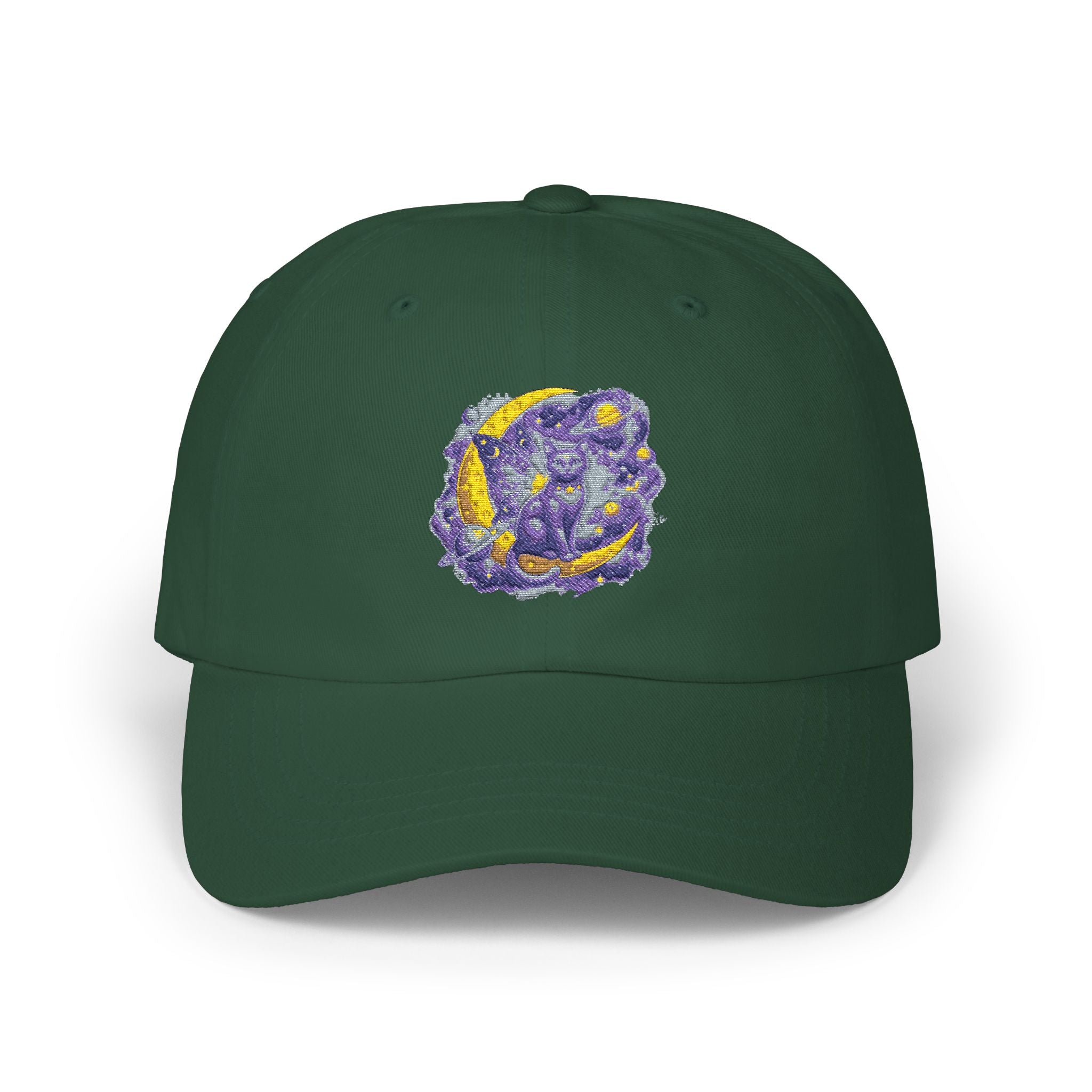 Dad Cap — Embroidered Purple & Gold Abstract Patch