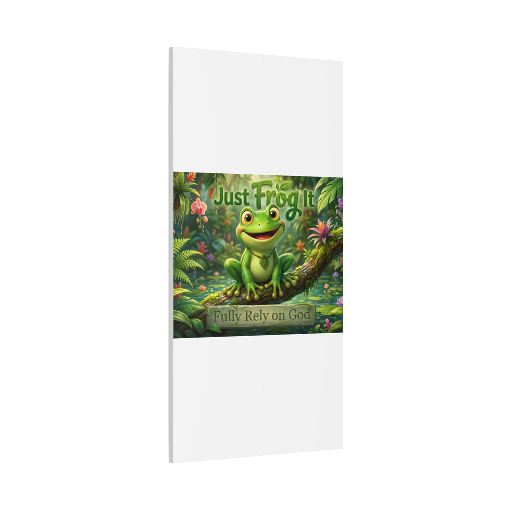 Just Frog It Canvas Wall Art — "Fully Rely on God" Inspirational Frog Print