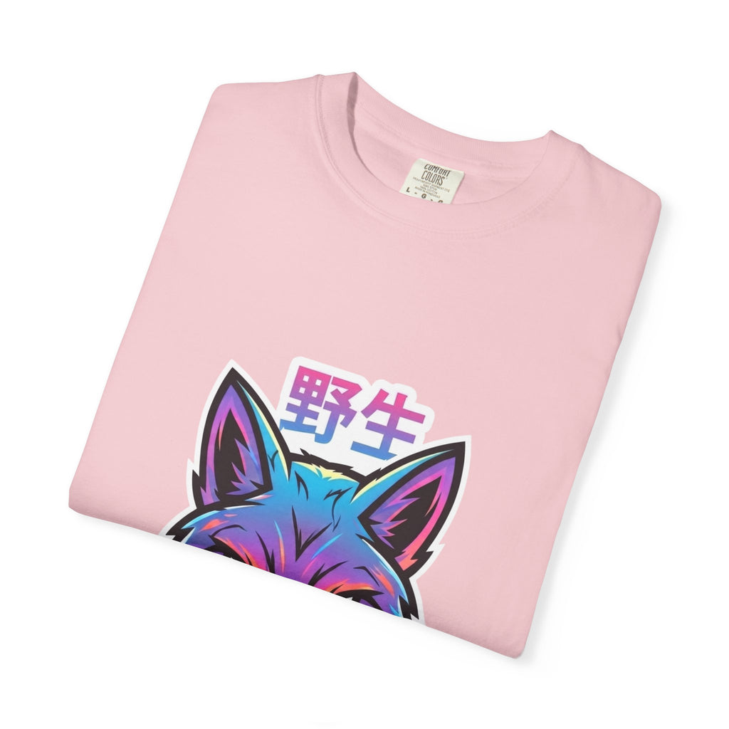 Neon Fox Graphic T-Shirt — Wild (野生) Japanese Kanji Tee