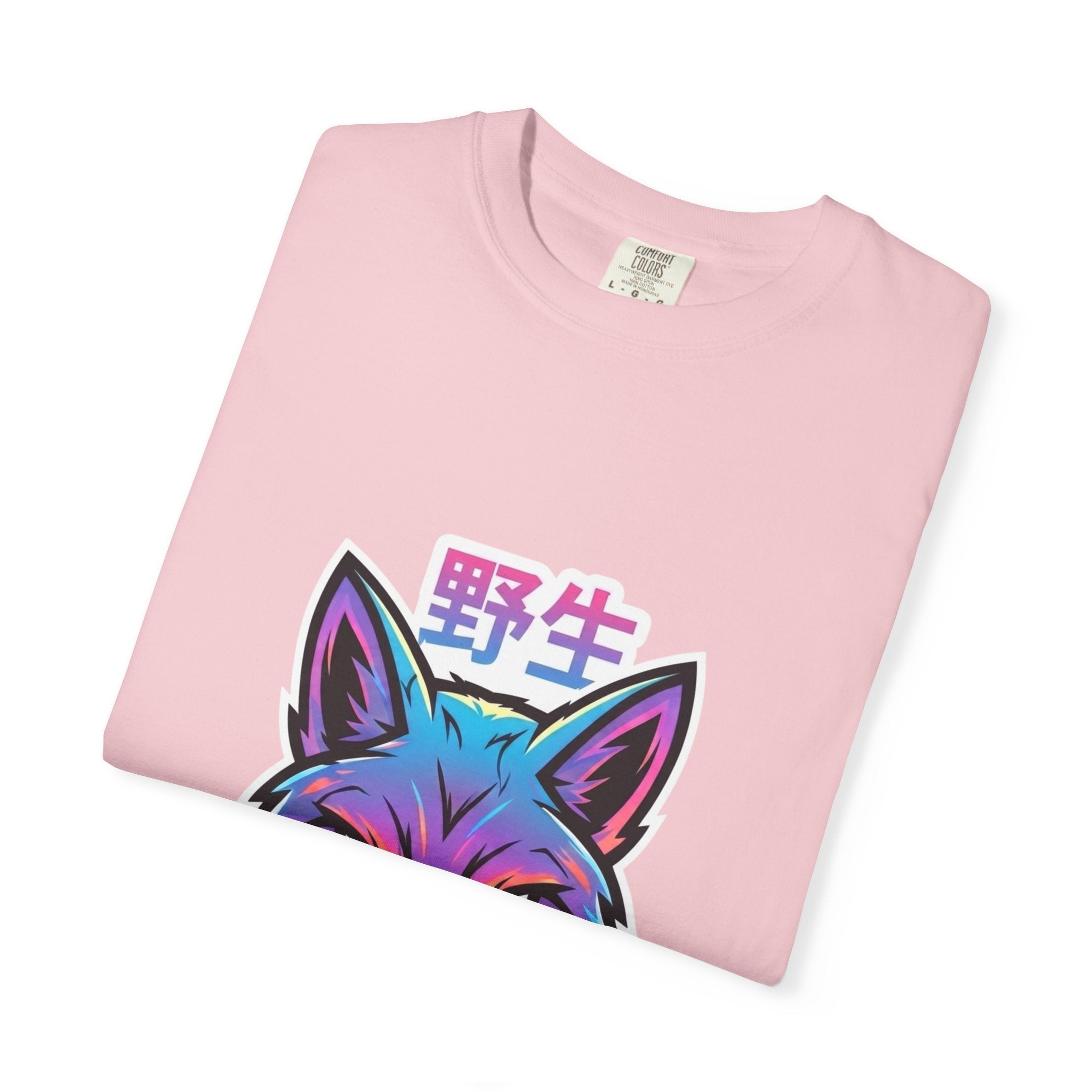 Neon Fox Graphic T-Shirt — Wild (野生) Japanese Kanji Tee