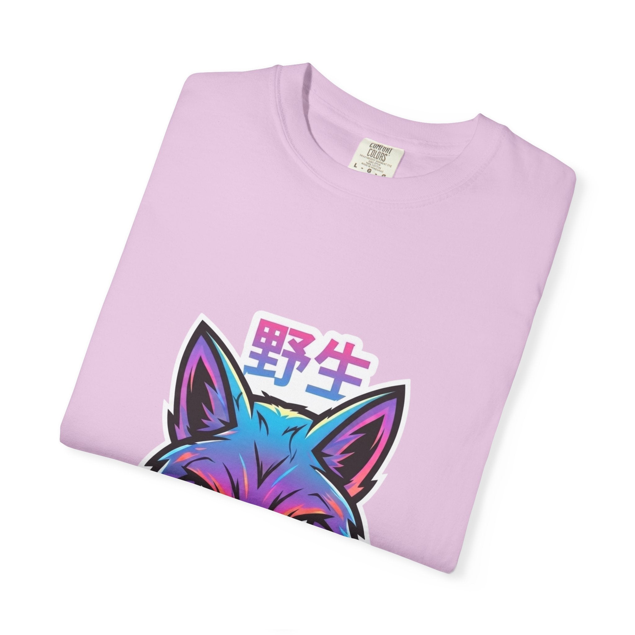 Neon Fox Graphic T-Shirt — Wild (野生) Japanese Kanji Tee