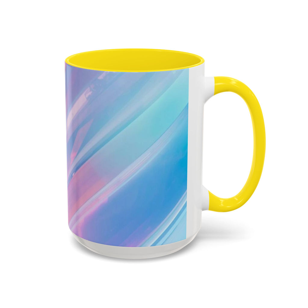 Pastel Swirl Accent Coffee Mug — Iridescent Pink & Blue 11/15oz
