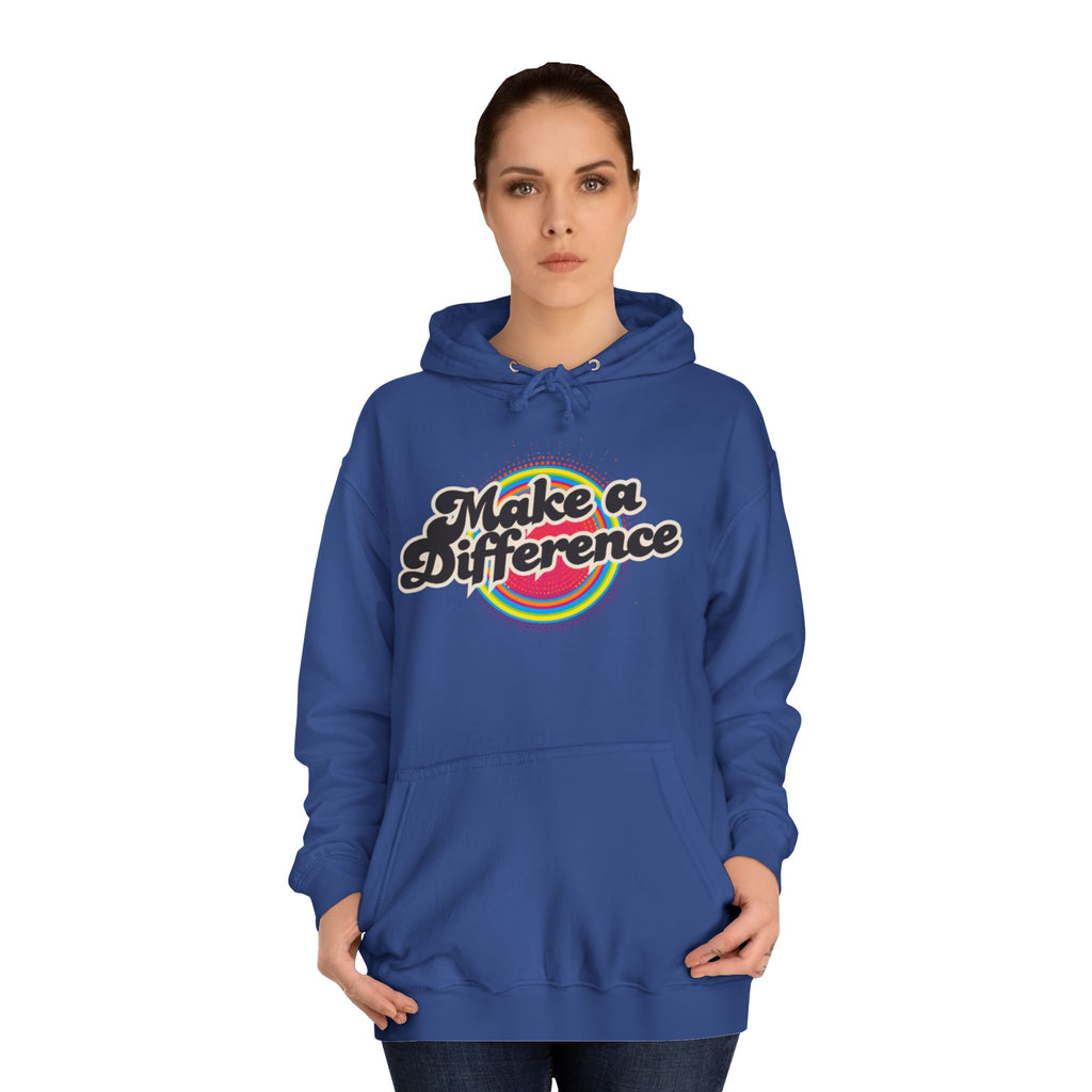 Make a Difference Hoodie — Retro Rainbow Inspirational College Sweatshirt