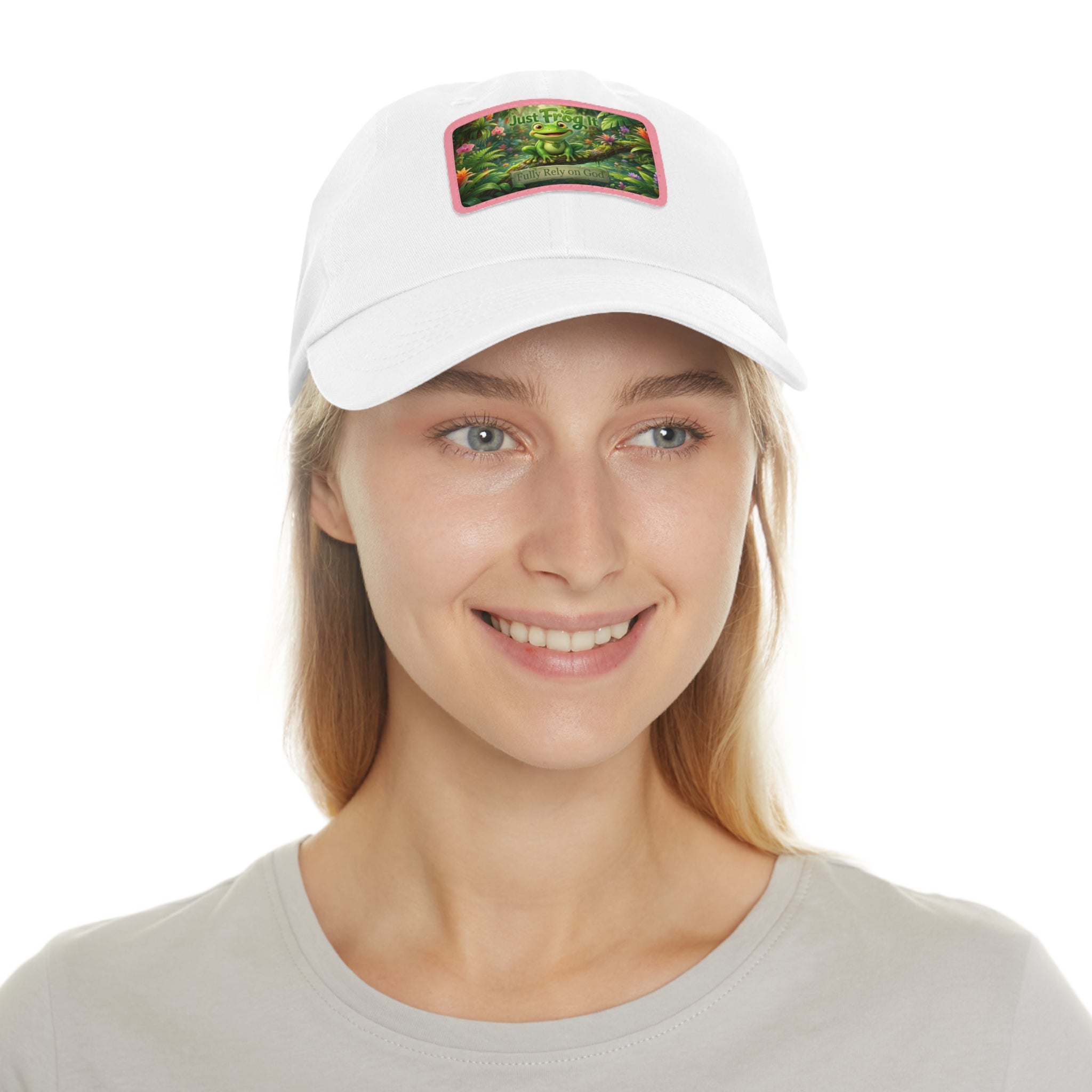 Frog Patch Dad Hat — 'Just Frog It' Leather Patch Baseball Cap