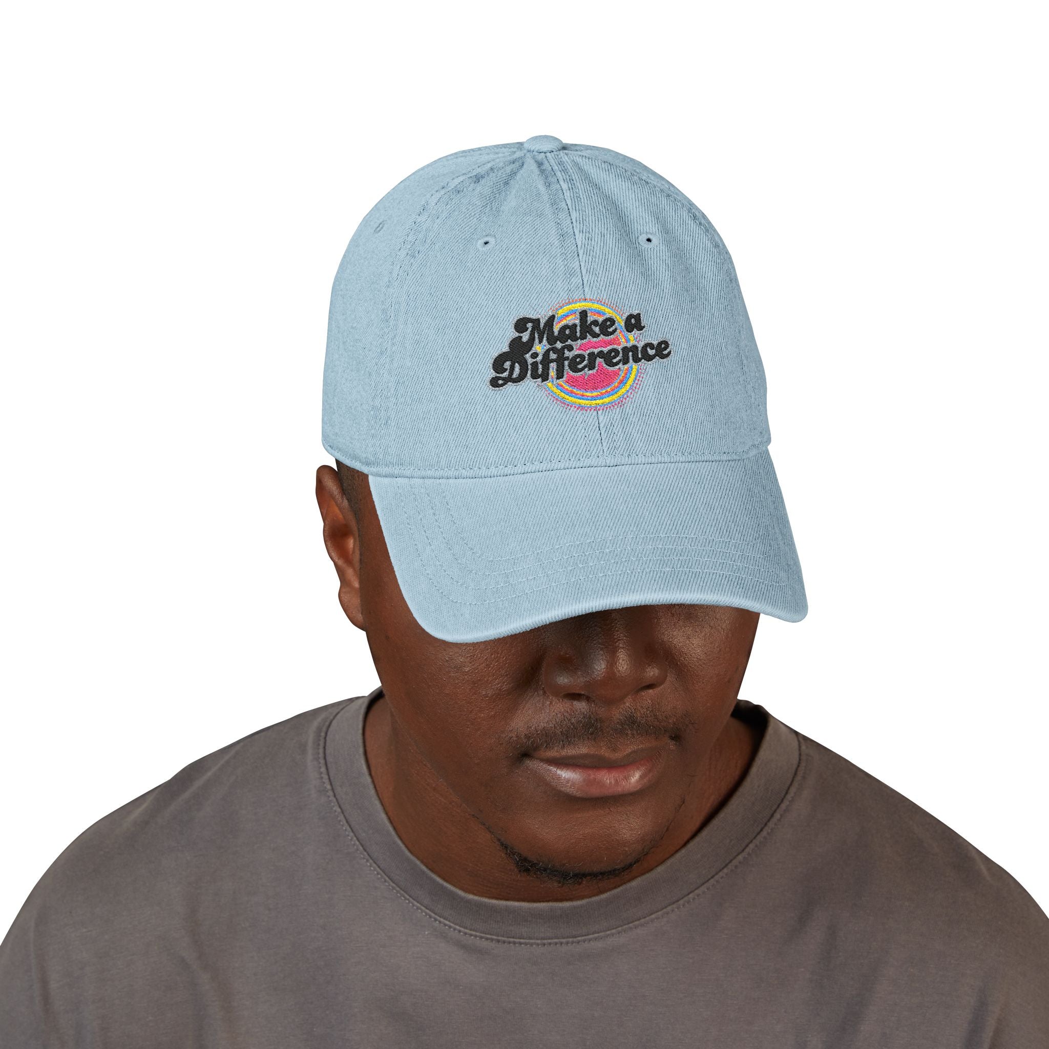Make a Difference Embroidered Denim Hat — Inspirational Baseball Cap