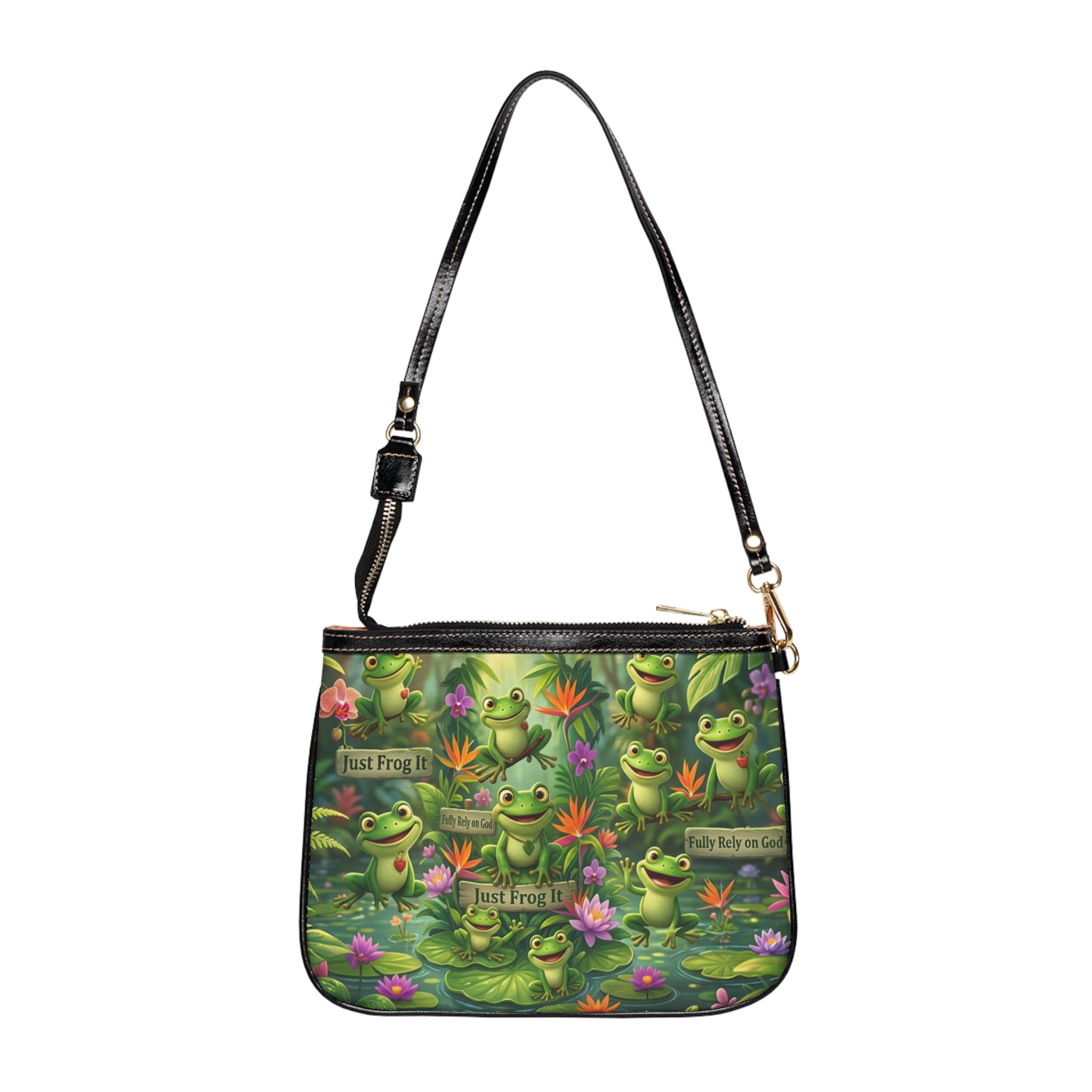 Frog Pond Shoulder Bag — 'Just Frog It' Cute Lily Pad Crossbody
