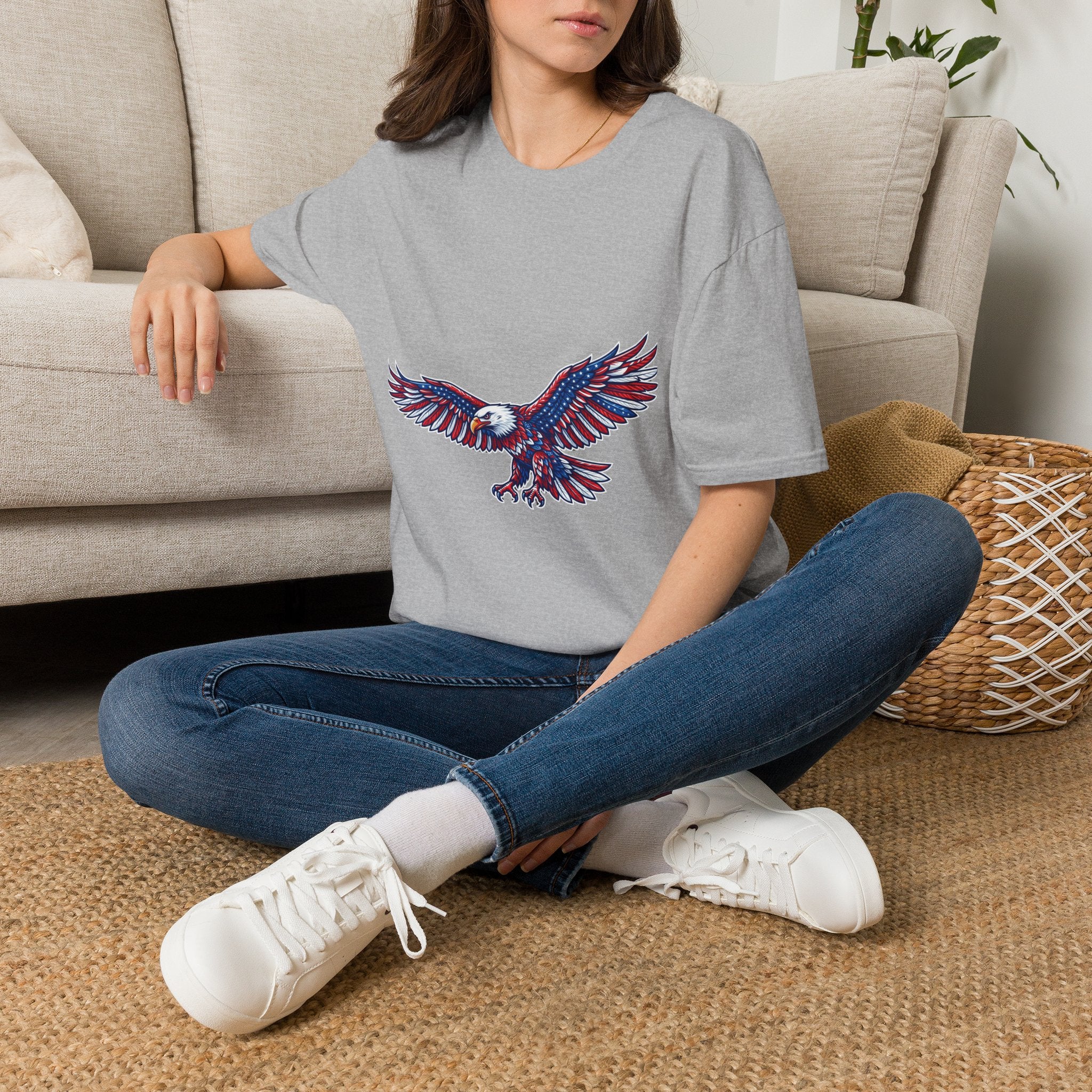 Patriotic Eagle T-Shirt — Red White & Blue Flying Eagle Tee