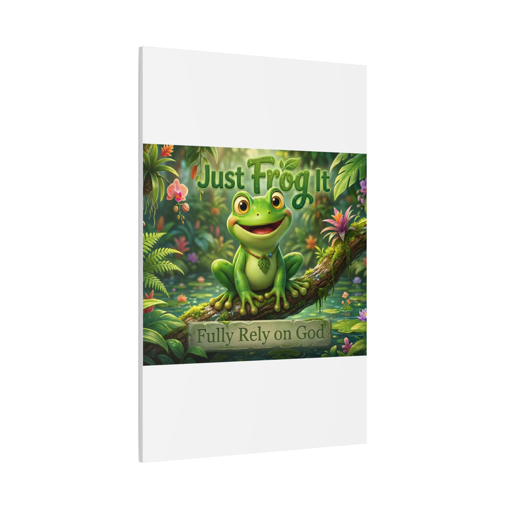 Just Frog It Canvas Wall Art — "Fully Rely on God" Inspirational Frog Print