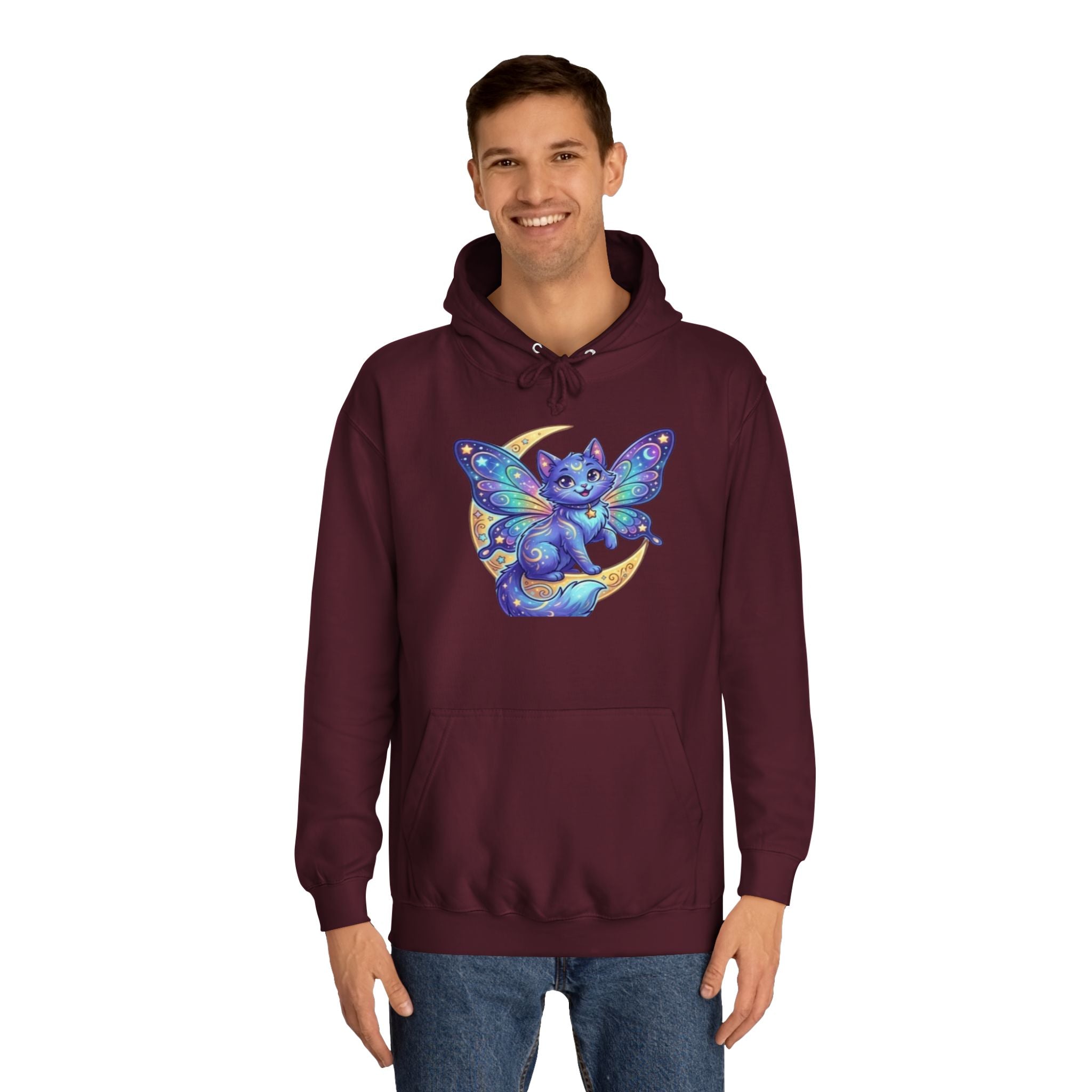 Butterfly Cat Hoodie — Cosmic Purple Kitty Graphic Pullover