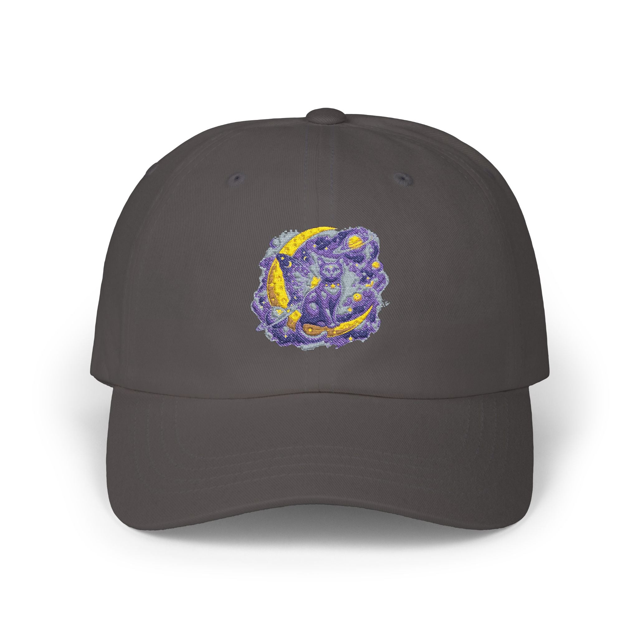 Dad Cap — Embroidered Purple & Gold Abstract Patch