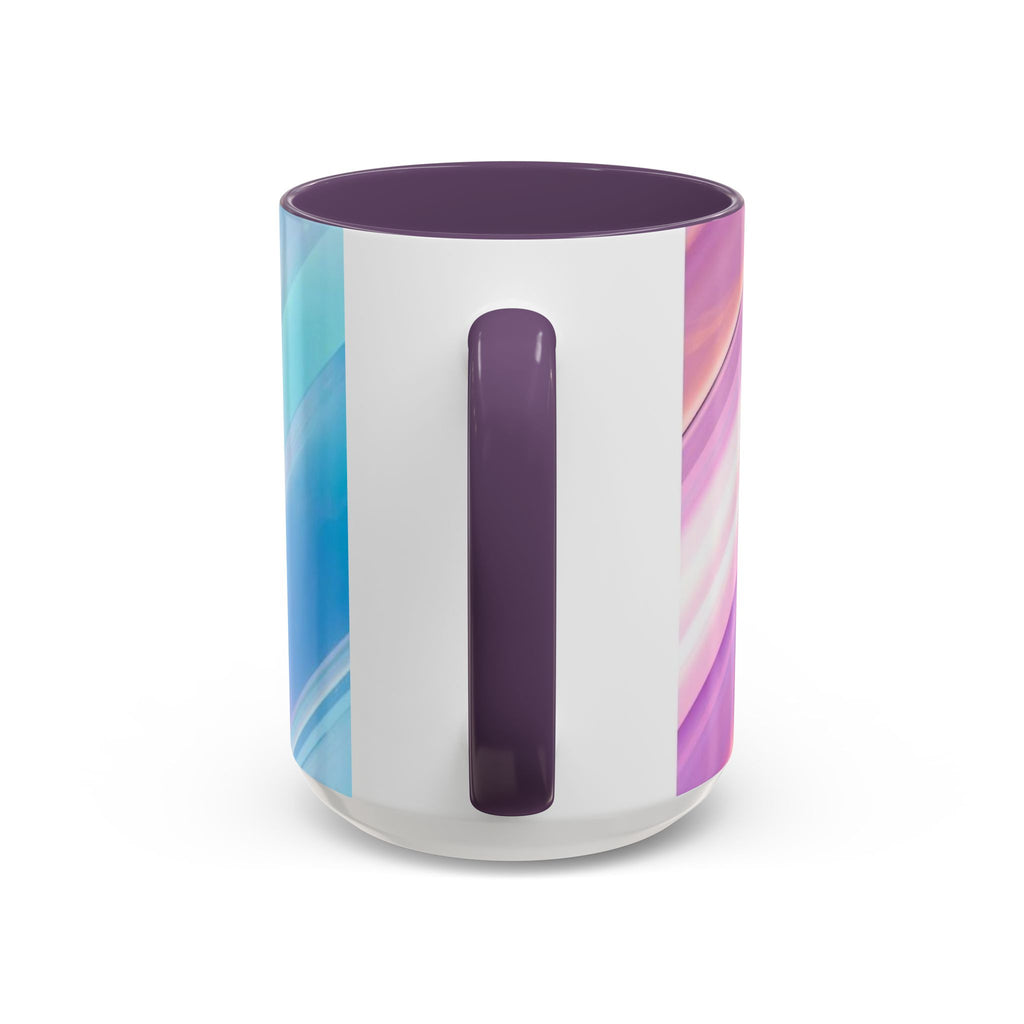 Pastel Swirl Accent Coffee Mug — Iridescent Pink & Blue 11/15oz