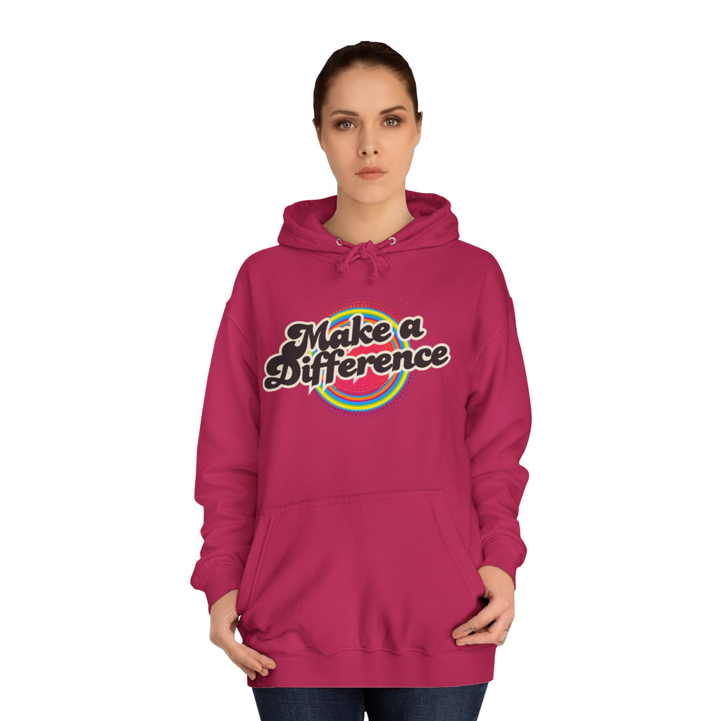 Make a Difference Hoodie — Retro Rainbow Inspirational College Sweatshirt