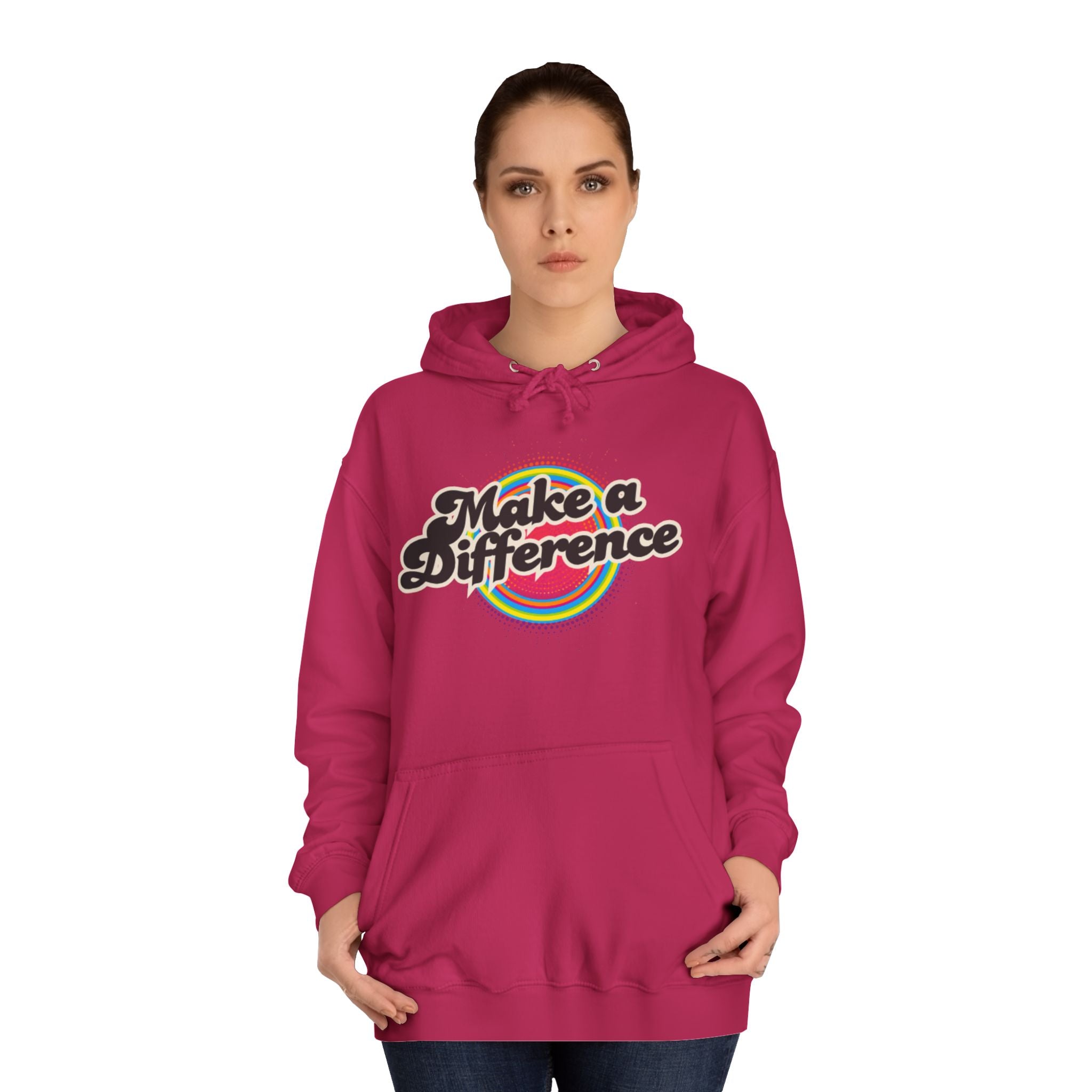 Make a Difference Hoodie — Retro Rainbow Inspirational College Sweatshirt