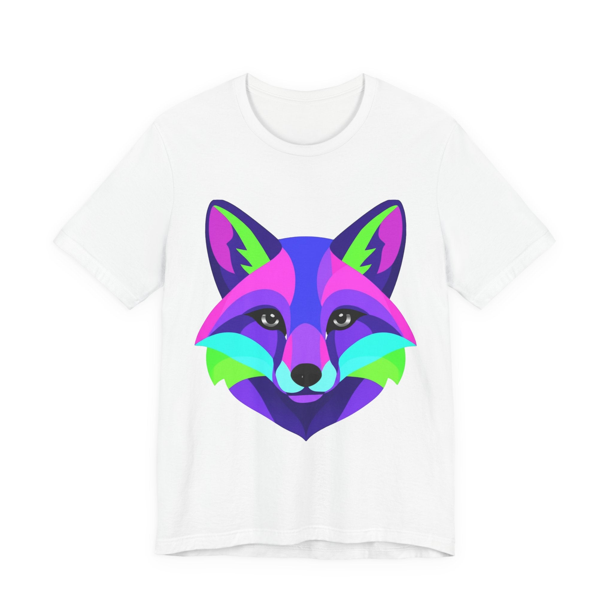 Colorful Neon Fox T-Shirt — Vibrant Geometric Fox Tee for Animal Lovers