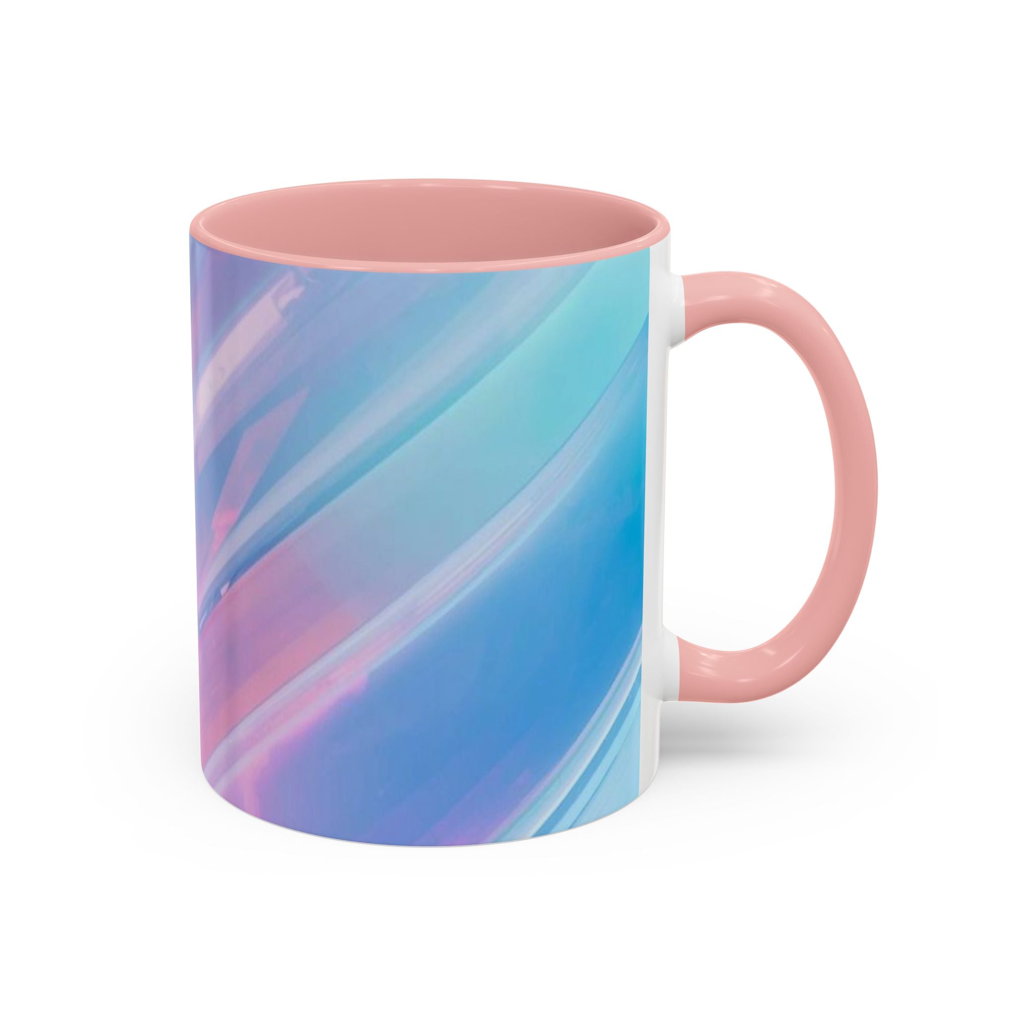 Pastel Swirl Accent Coffee Mug — Iridescent Pink & Blue 11/15oz