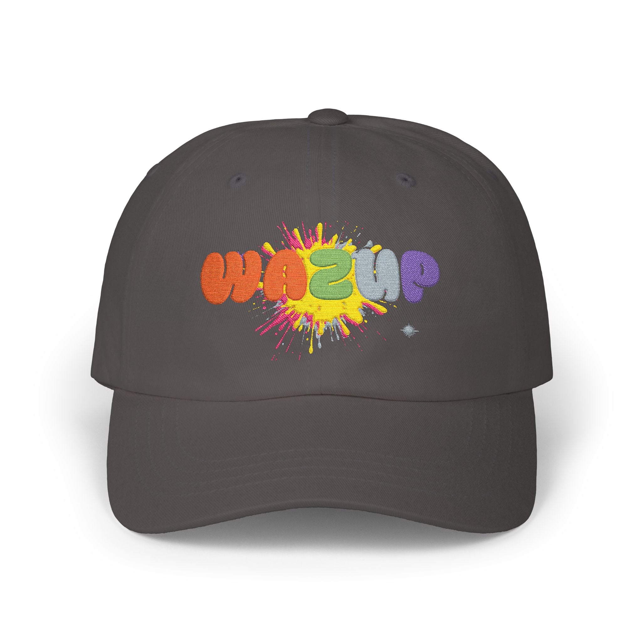 Classic Dad Cap — 'WAZUP' Rainbow Splash Embroidered Baseball Hat