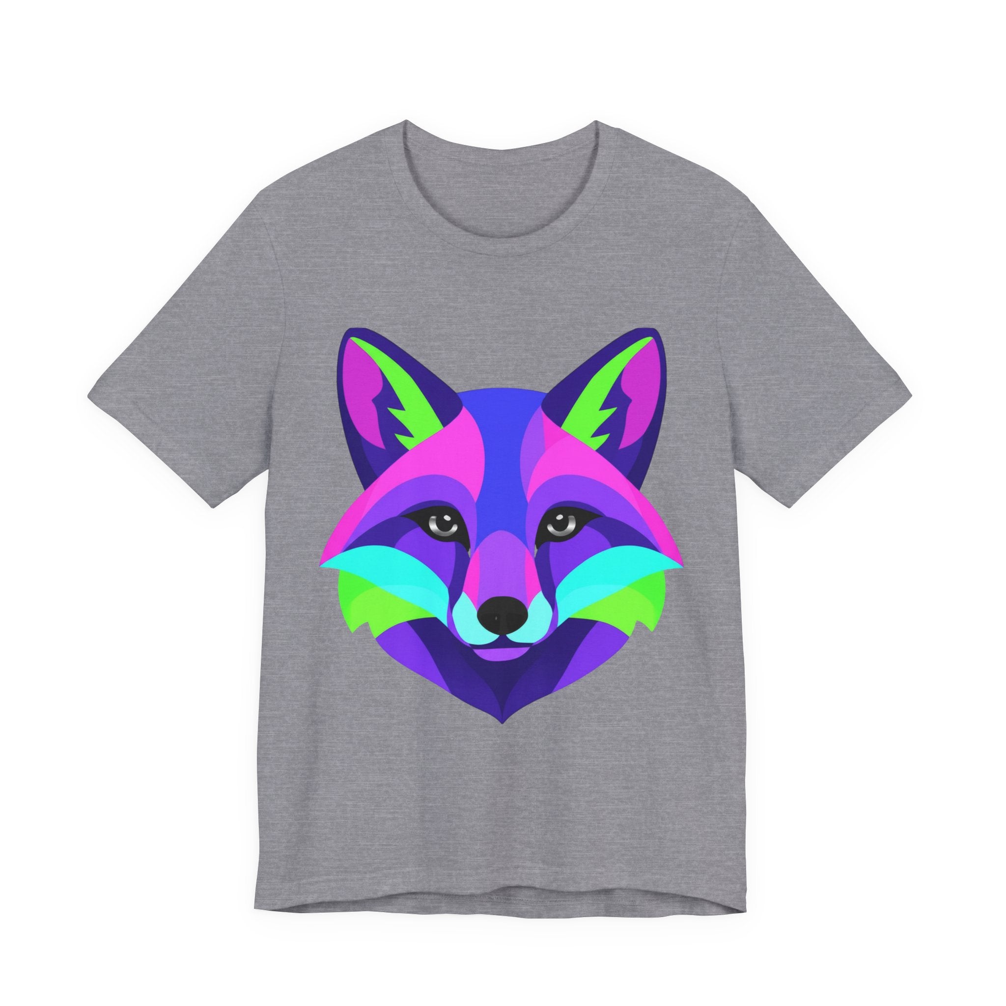 Colorful Neon Fox T-Shirt — Vibrant Geometric Fox Tee for Animal Lovers
