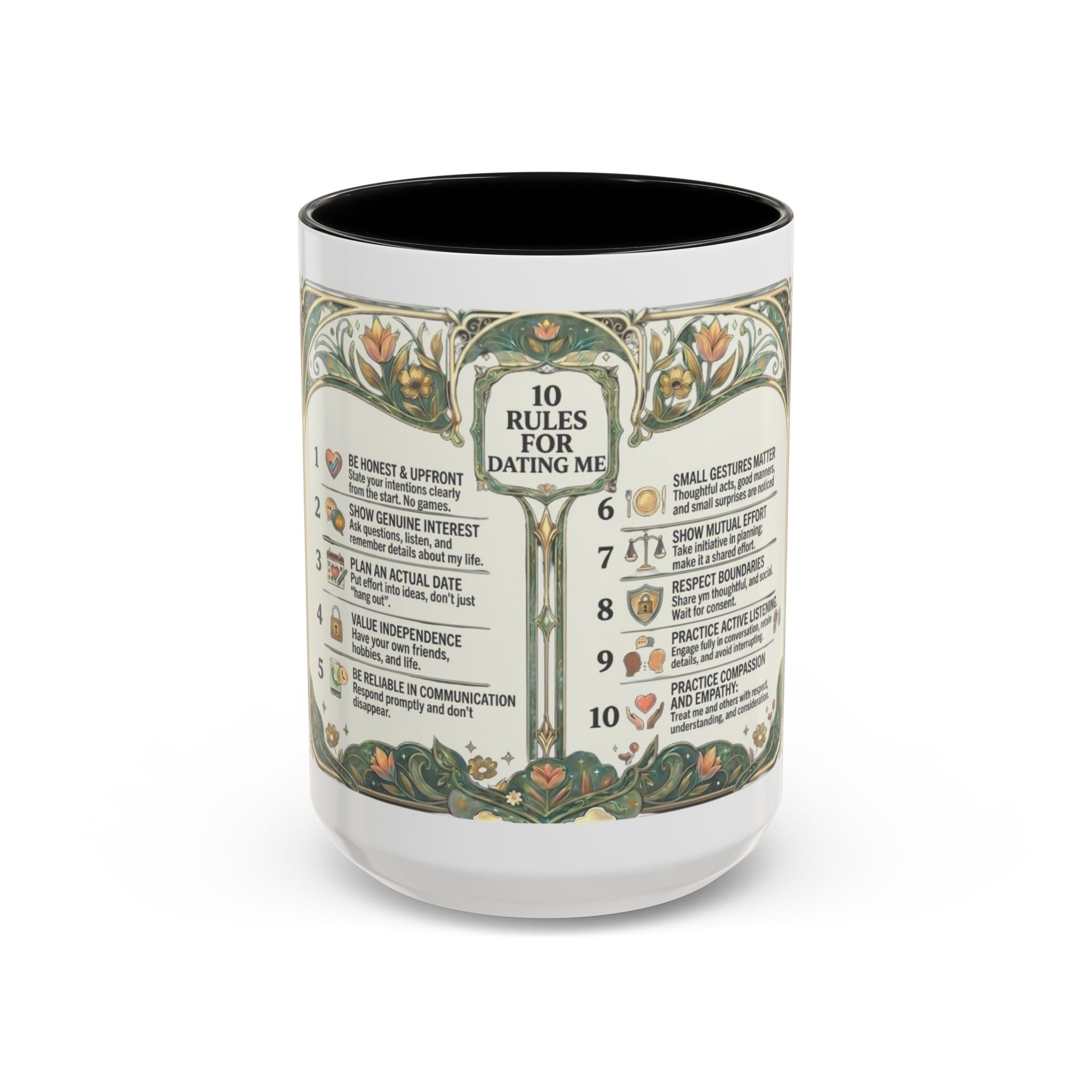 Accent Mug — '10 Rules for Dating Me' Decorative Coffee Cup
