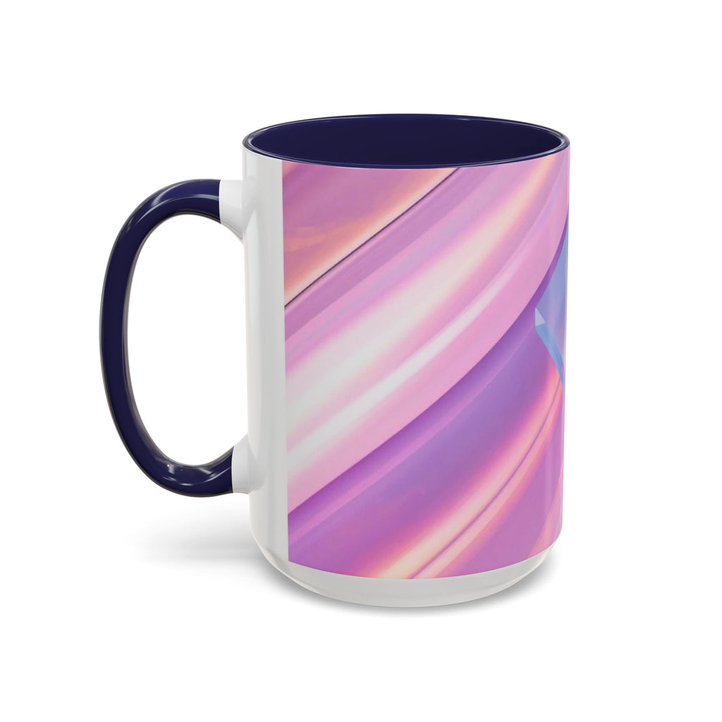 Pastel Swirl Accent Coffee Mug — Iridescent Pink & Blue 11/15oz