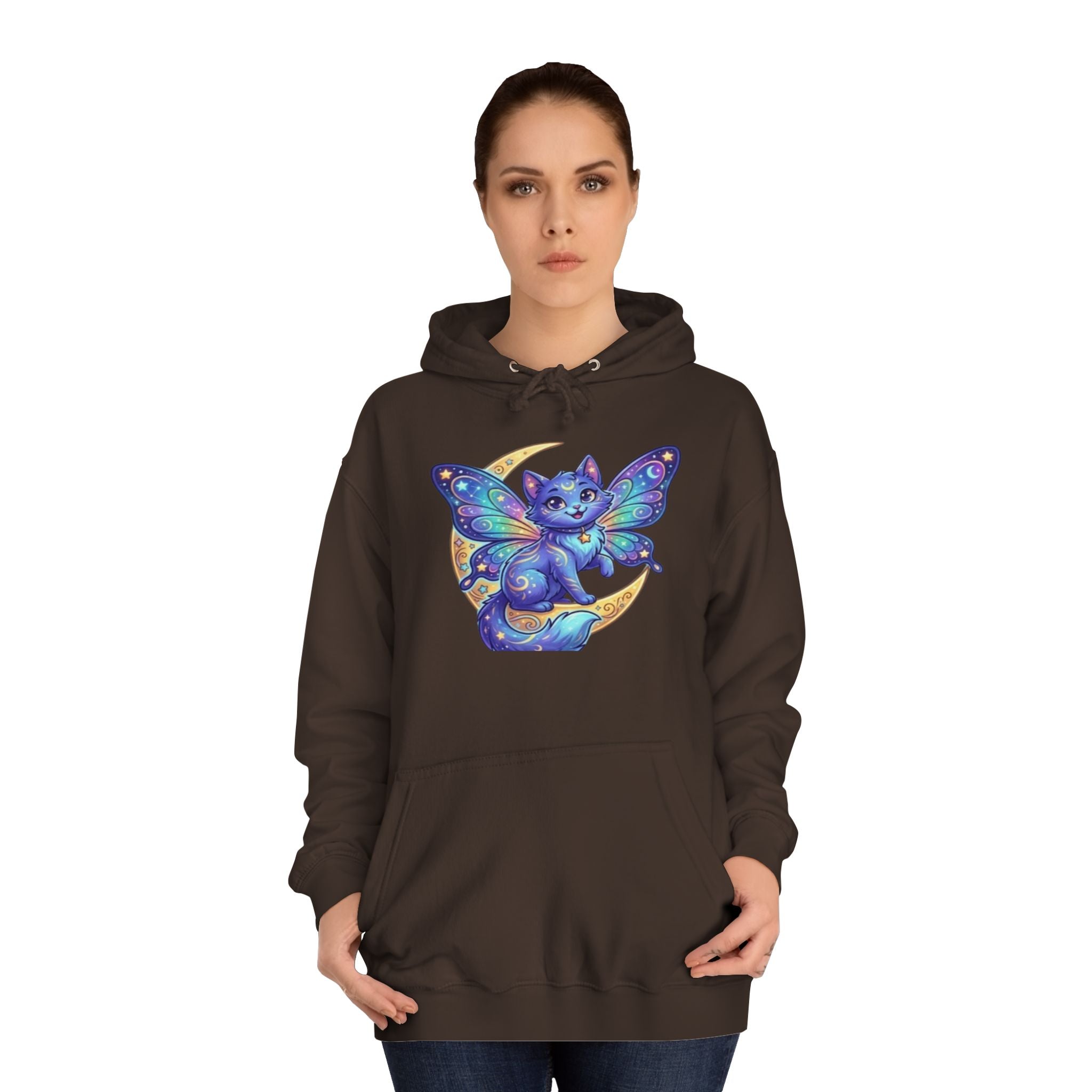 Butterfly Cat Hoodie — Cosmic Purple Kitty Graphic Pullover