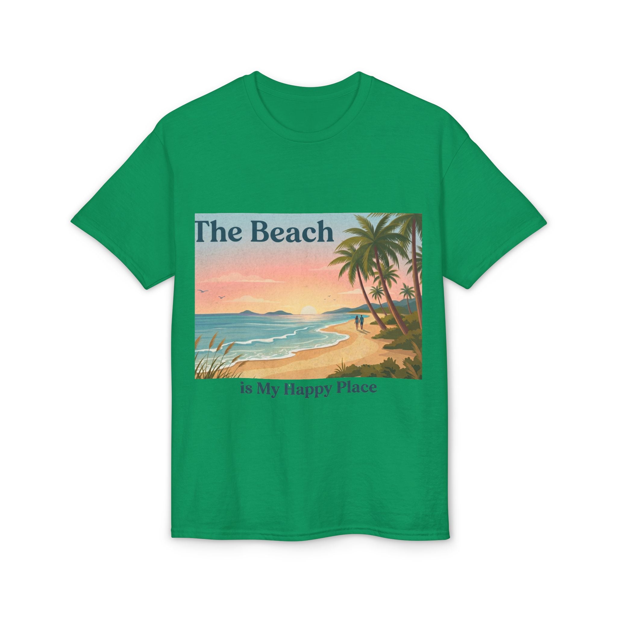 Beach Is My Happy Place T-Shirt — Tropical Sunset Vacation Tee