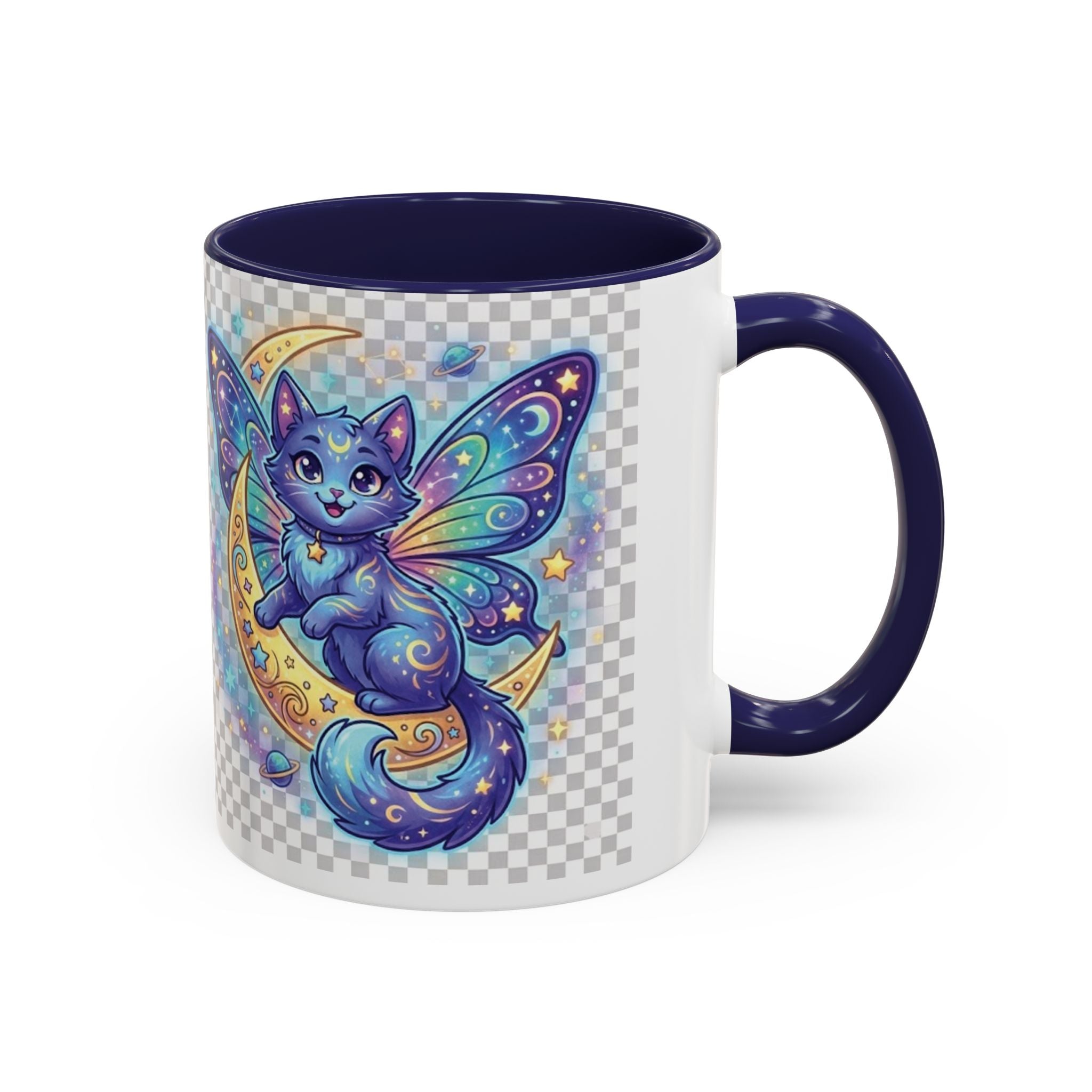 Magic Moon Cat Accent Mug — Cute Fantasy Butterfly Kitty Coffee Cup (11/15oz)
