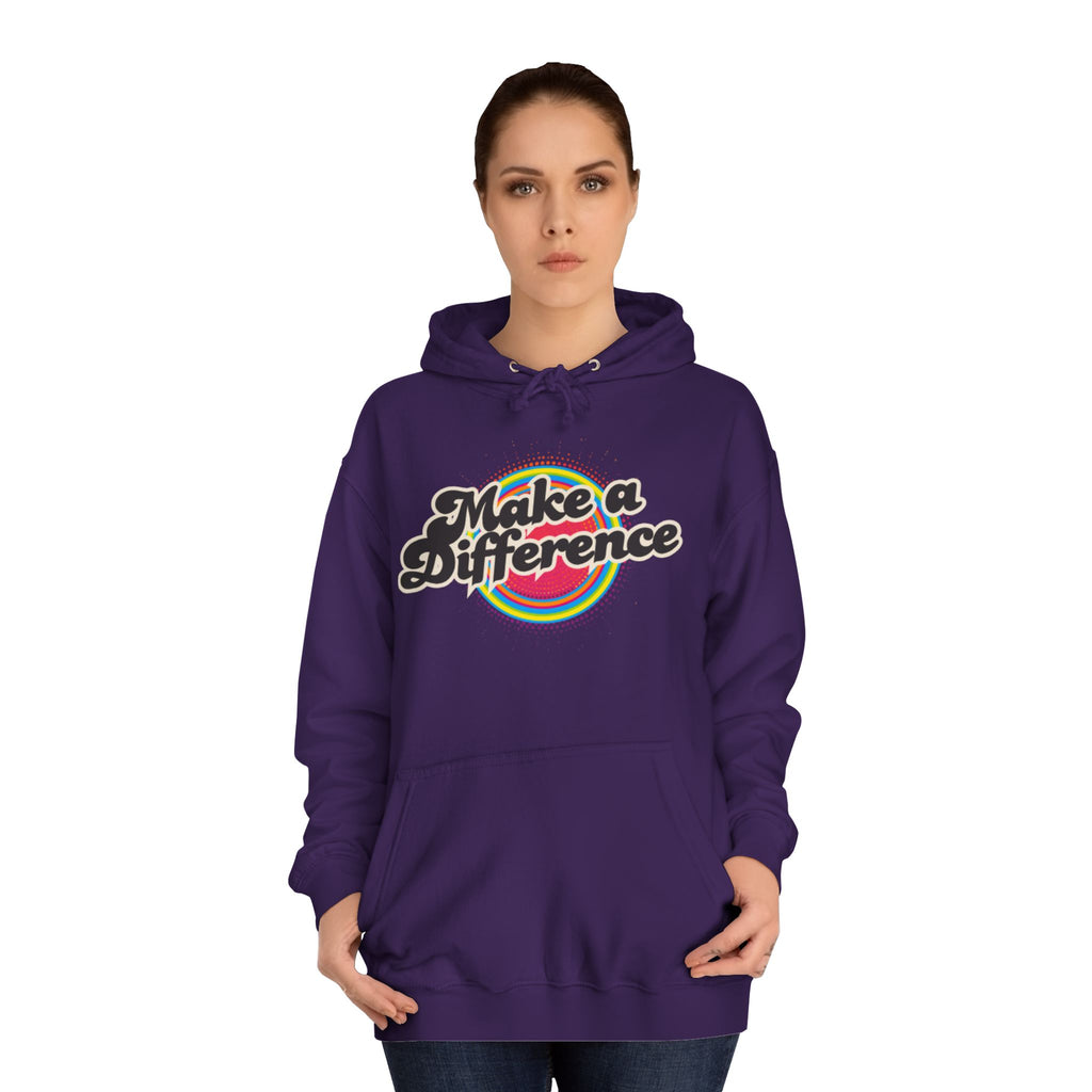 Make a Difference Hoodie — Retro Rainbow Inspirational College Sweatshirt