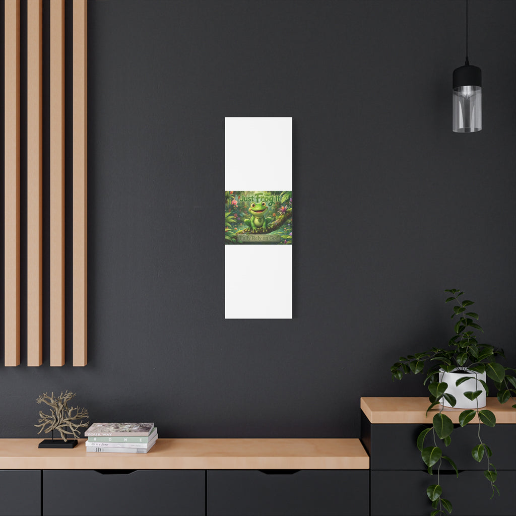 Just Frog It Canvas Wall Art — "Fully Rely on God" Inspirational Frog Print