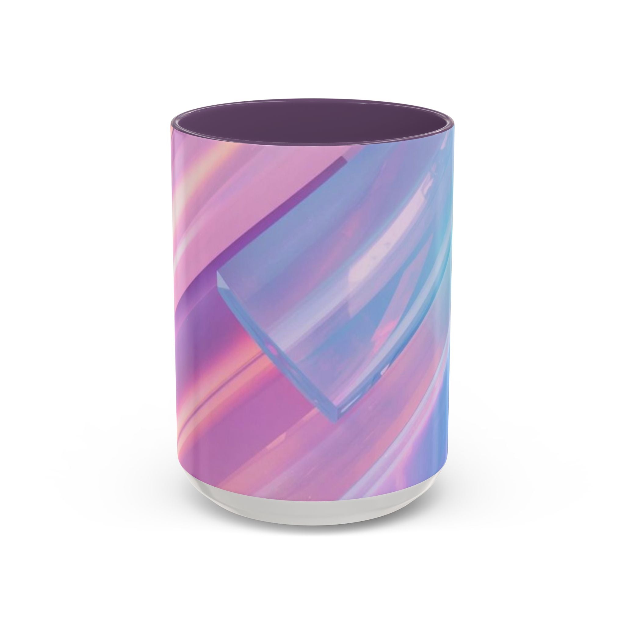 Pastel Swirl Accent Coffee Mug — Iridescent Pink & Blue 11/15oz