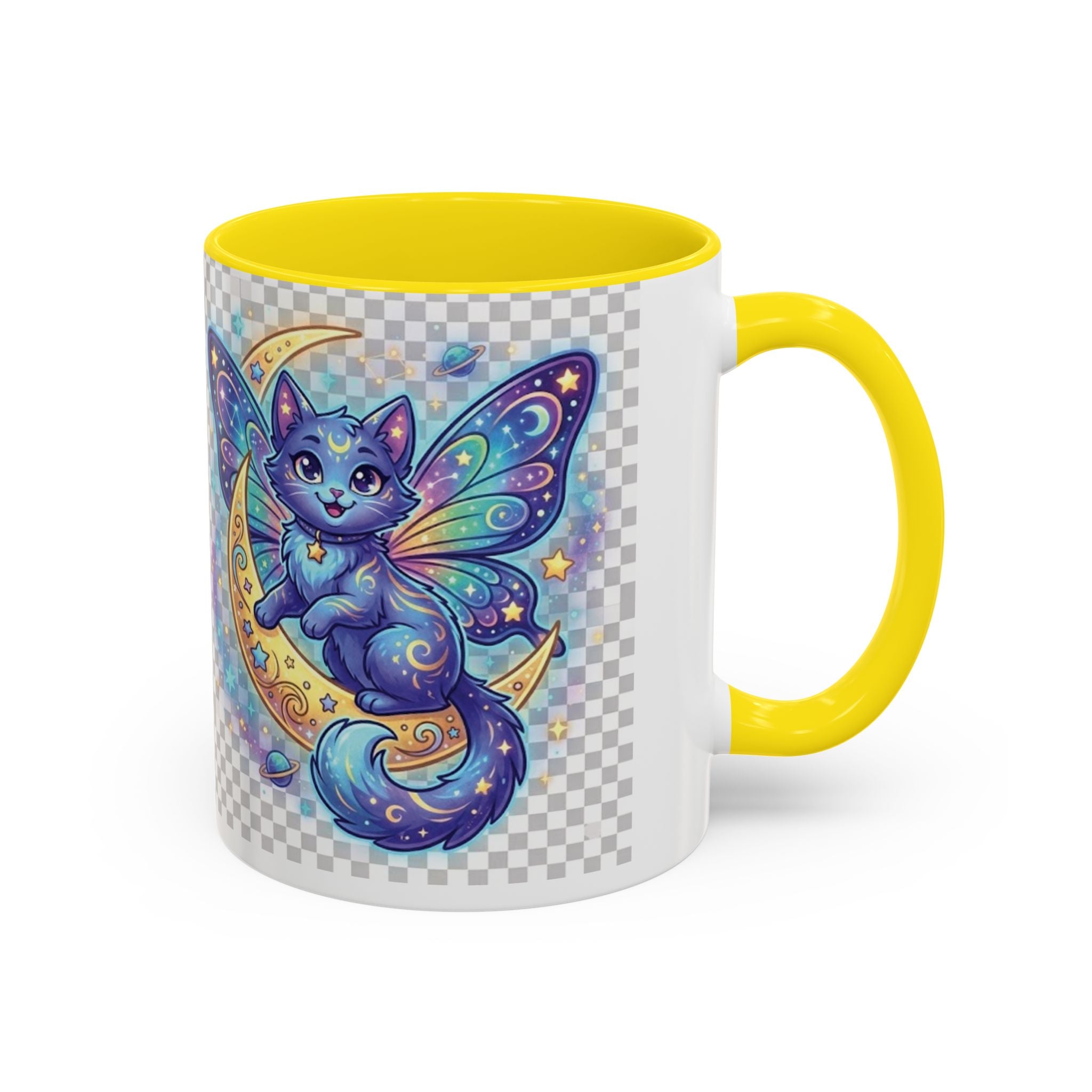 Magic Moon Cat Accent Mug — Cute Fantasy Butterfly Kitty Coffee Cup (11/15oz)