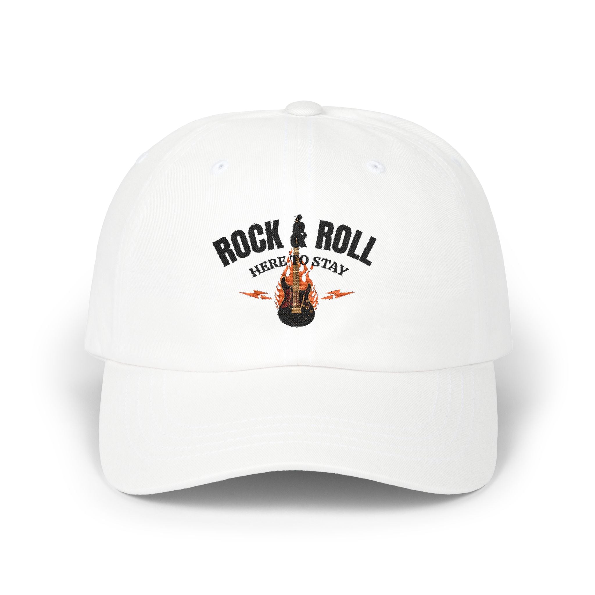Rock & Roll Dad Cap — Retro Guitar Flames Baseball Hat