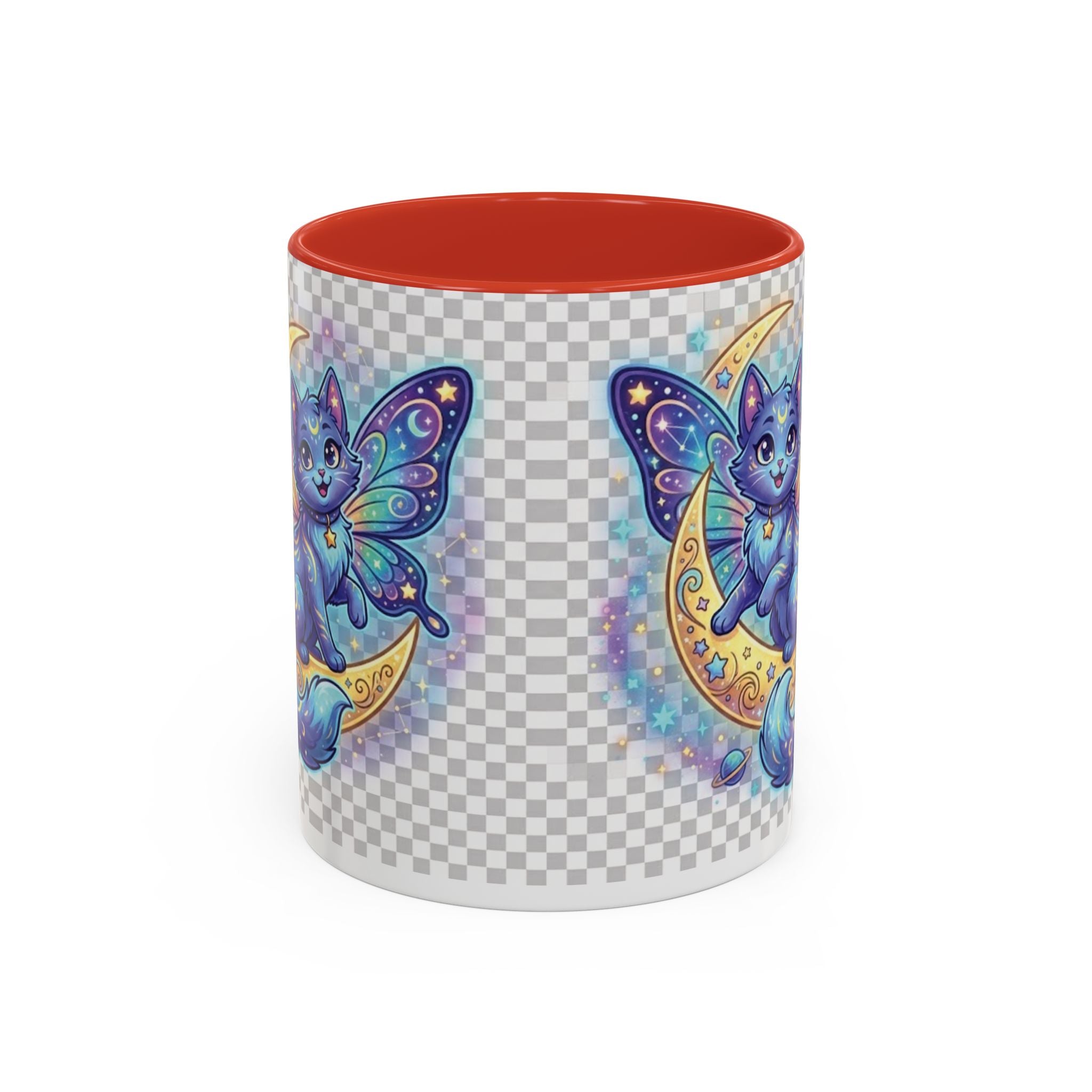 Magic Moon Cat Accent Mug — Cute Fantasy Butterfly Kitty Coffee Cup (11/15oz)