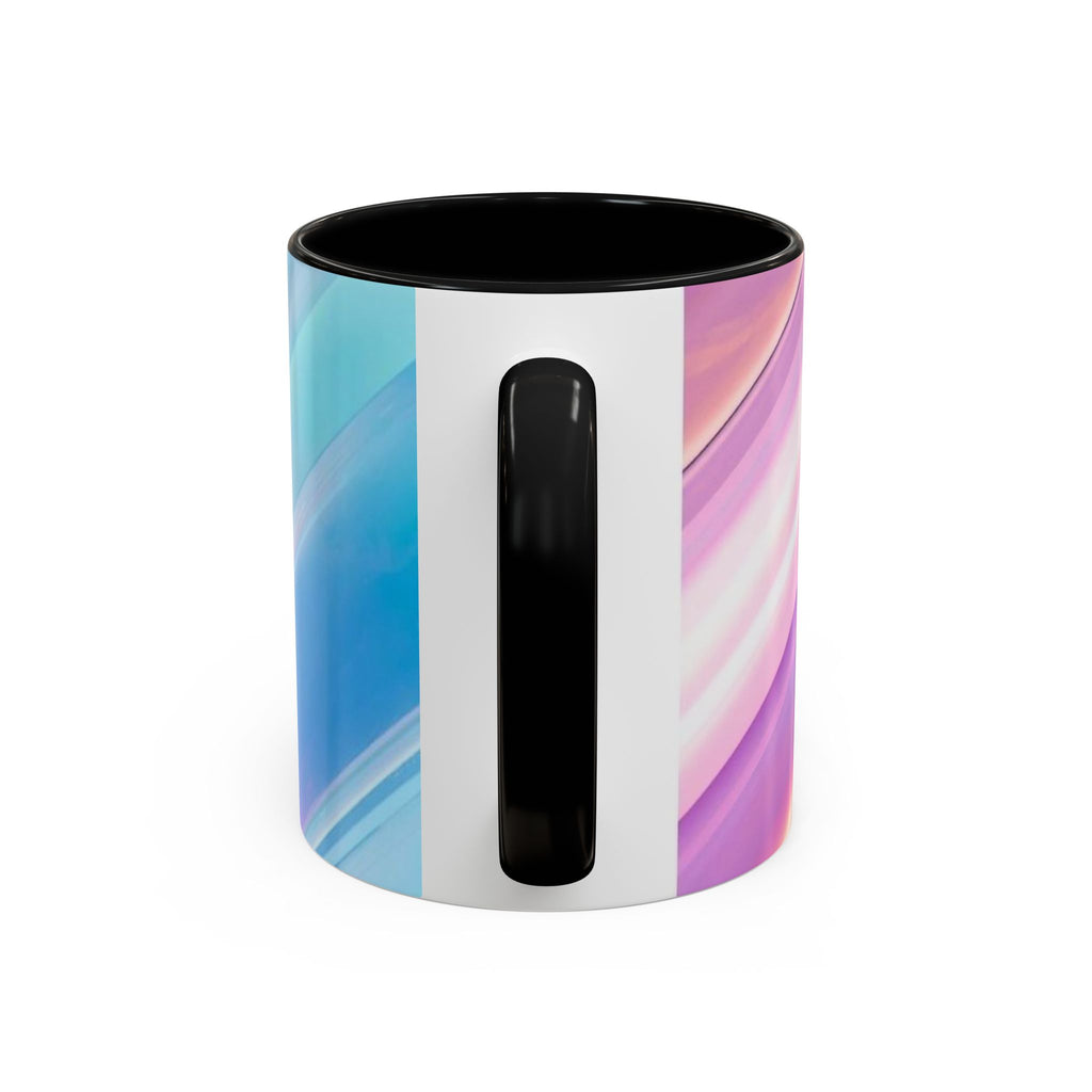 Pastel Swirl Accent Coffee Mug — Iridescent Pink & Blue 11/15oz
