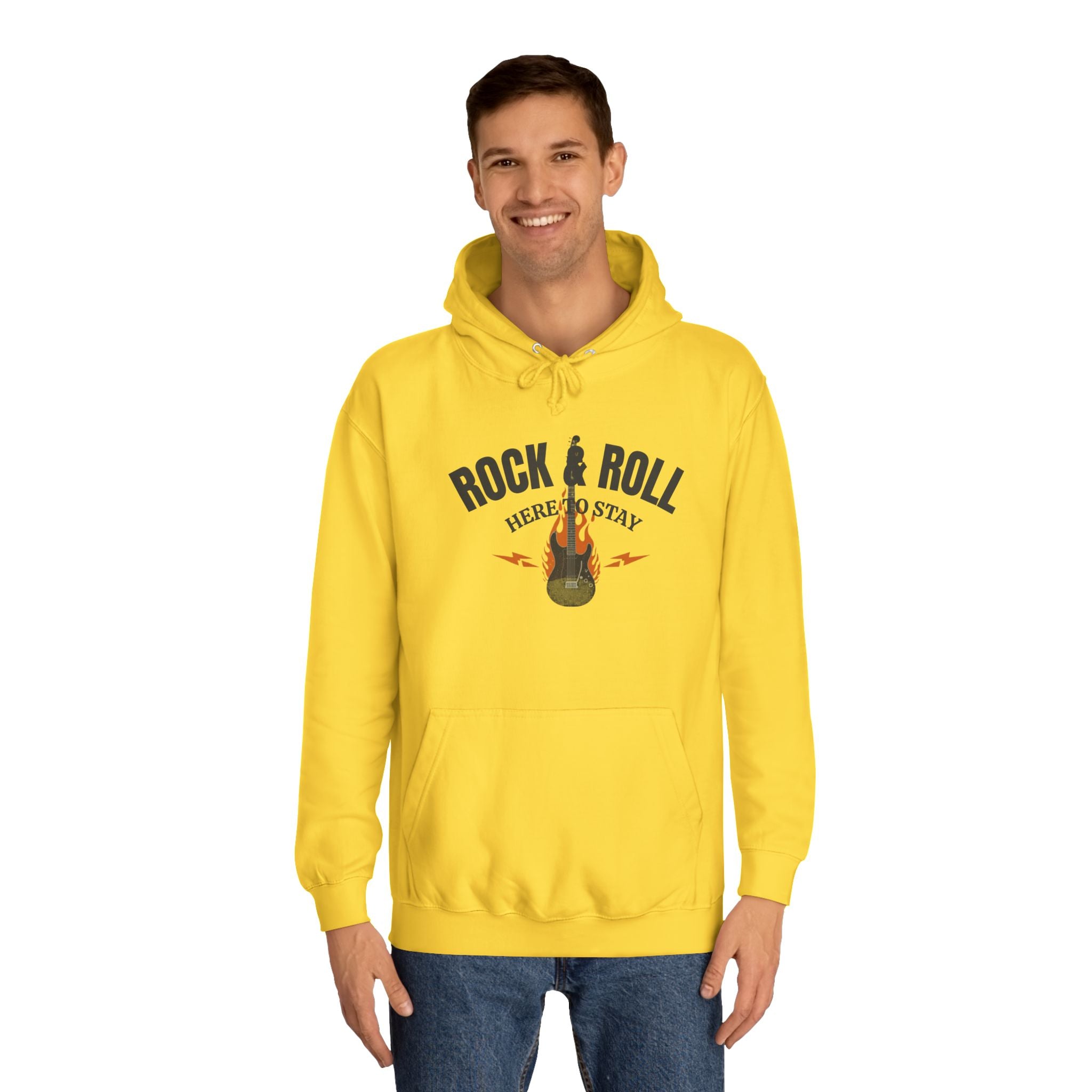 Rock & Roll Flame Guitar Hoodie — Vintage Music College Sweatshirt