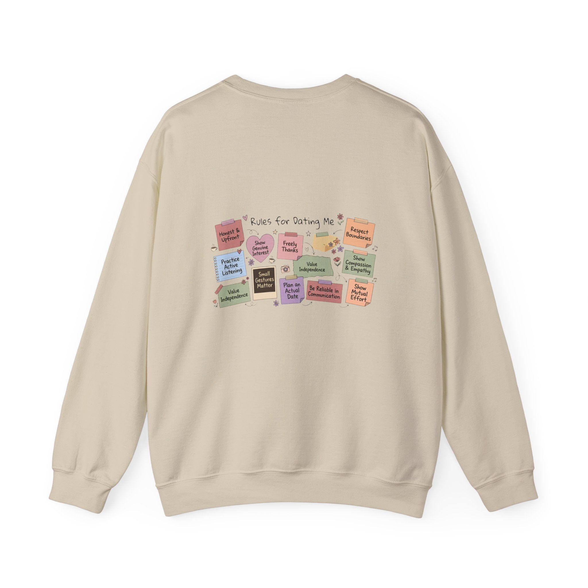 Crewneck Sweatshirt — Back Graphic Positive Notes Design ("A Place For Everyone Here")