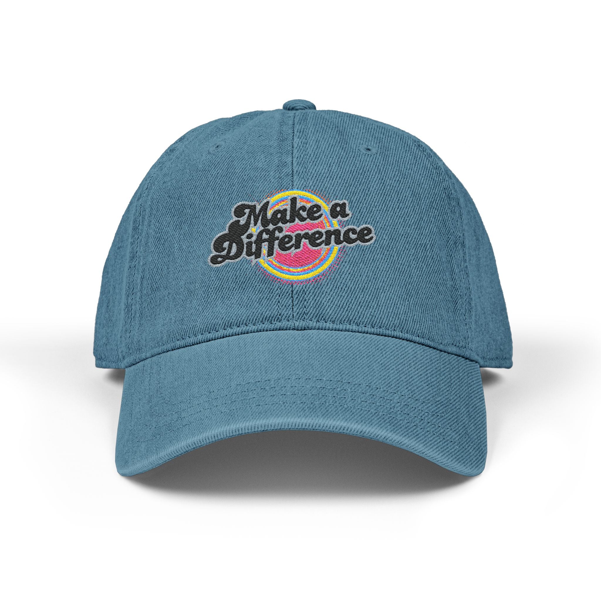 Make a Difference Embroidered Denim Hat — Inspirational Baseball Cap