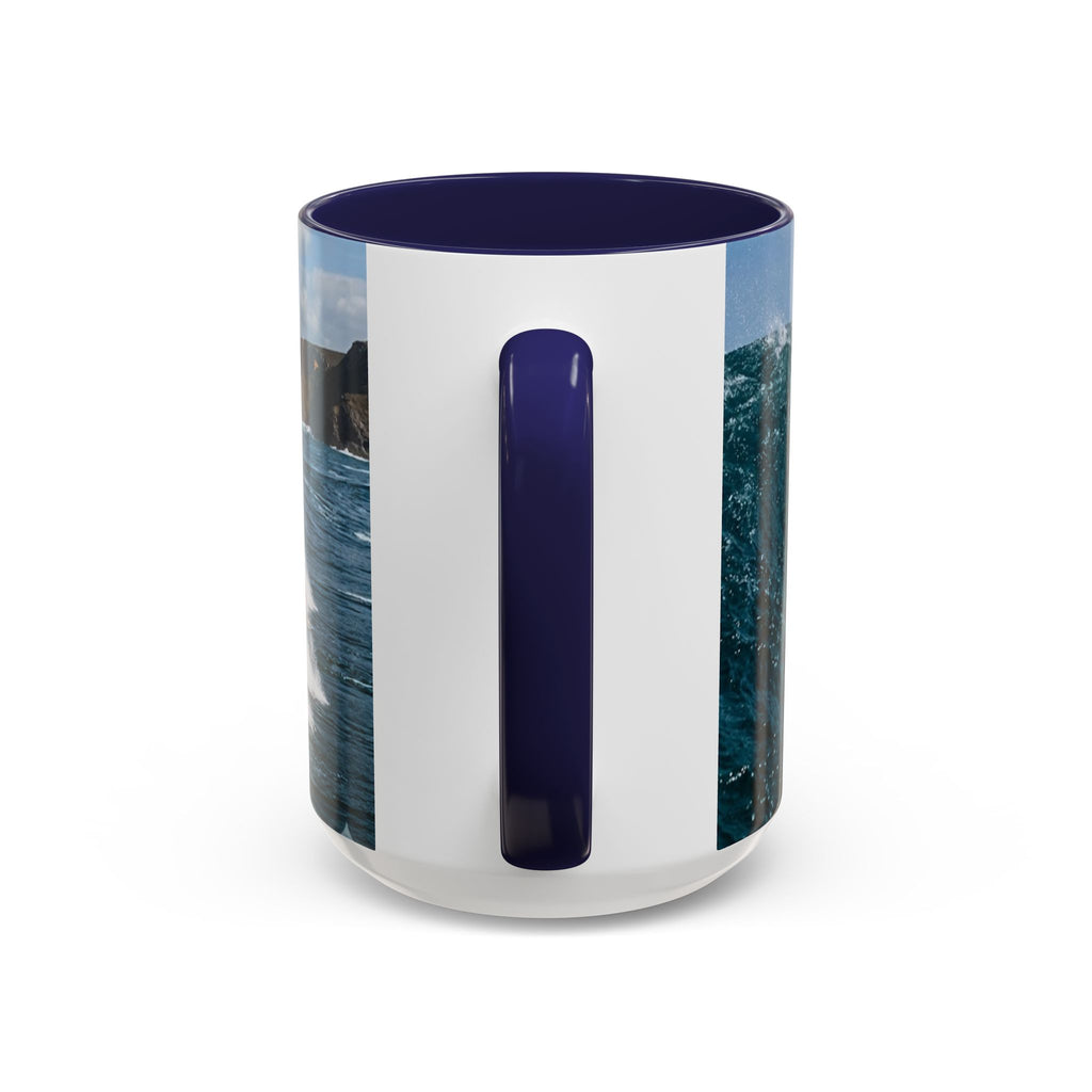 Surfing Wave Accent Coffee Mug — Ocean Beach Surfboard Photo 11/15oz