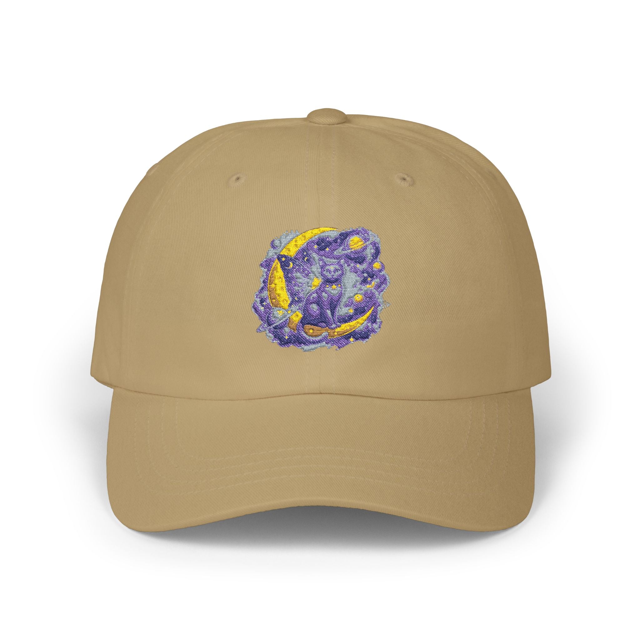 Dad Cap — Embroidered Purple & Gold Abstract Patch
