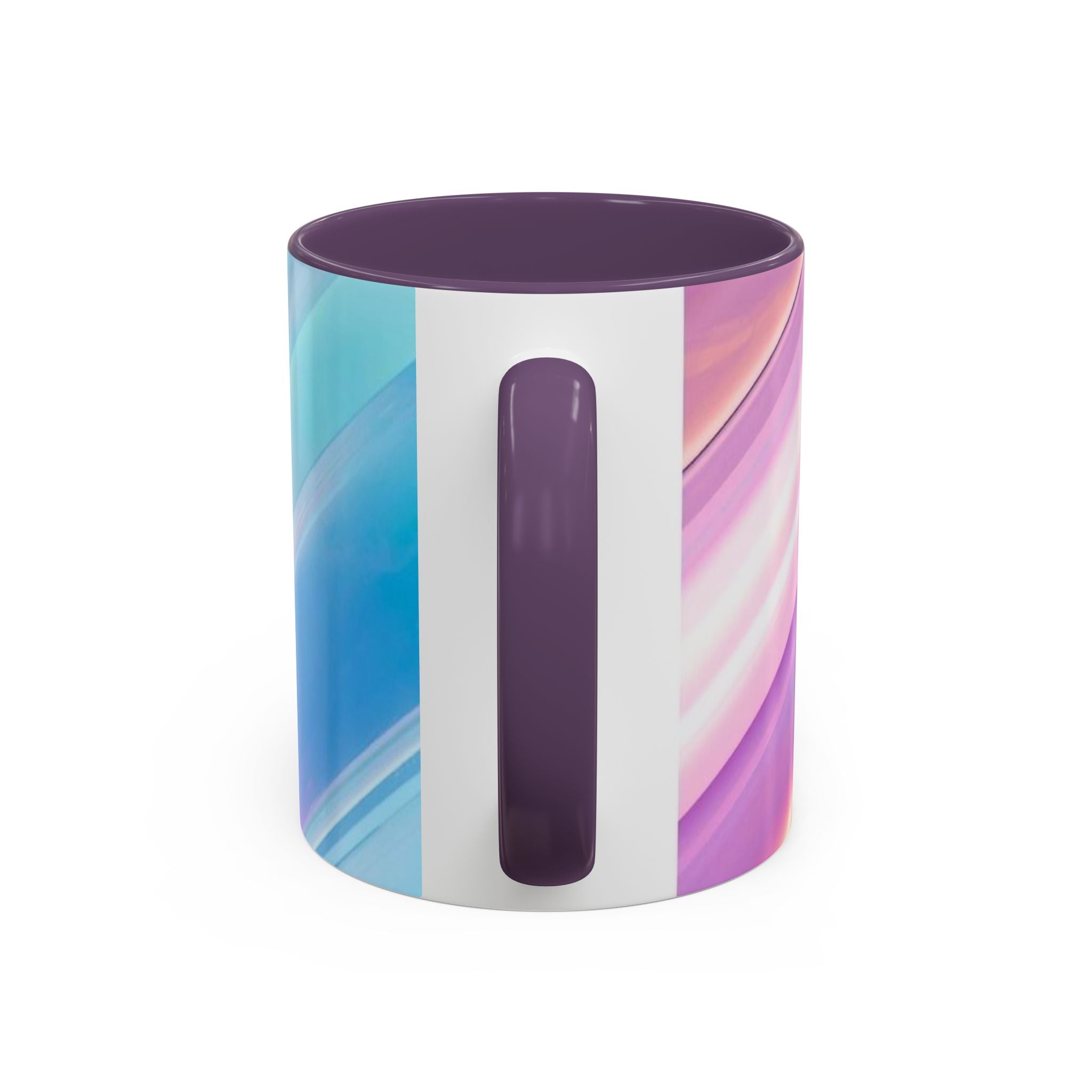 Pastel Swirl Accent Coffee Mug — Iridescent Pink & Blue 11/15oz