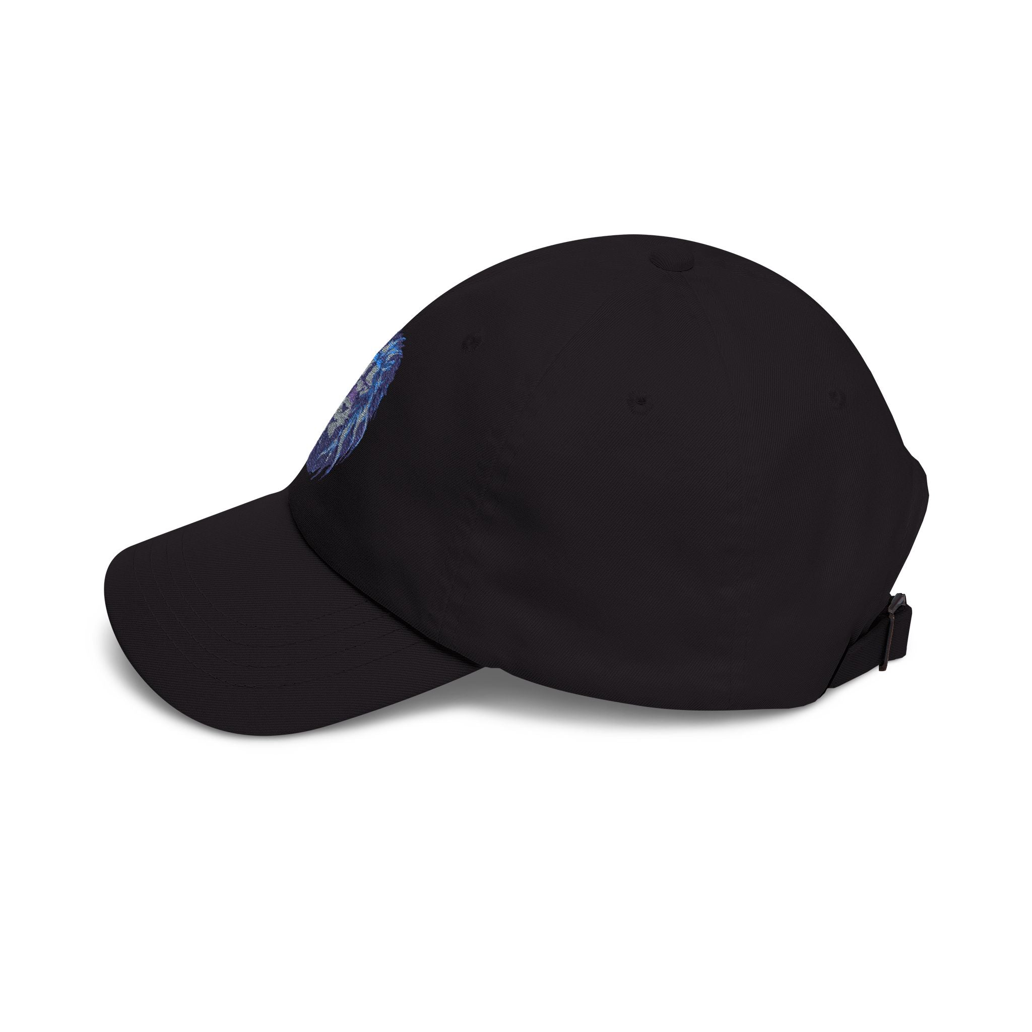 Lion Head Dad Cap — Blue Watercolor Embroidered Baseball Hat