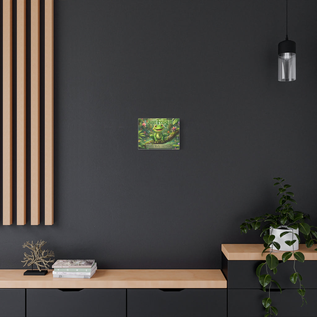 Just Frog It Canvas Wall Art — "Fully Rely on God" Inspirational Frog Print
