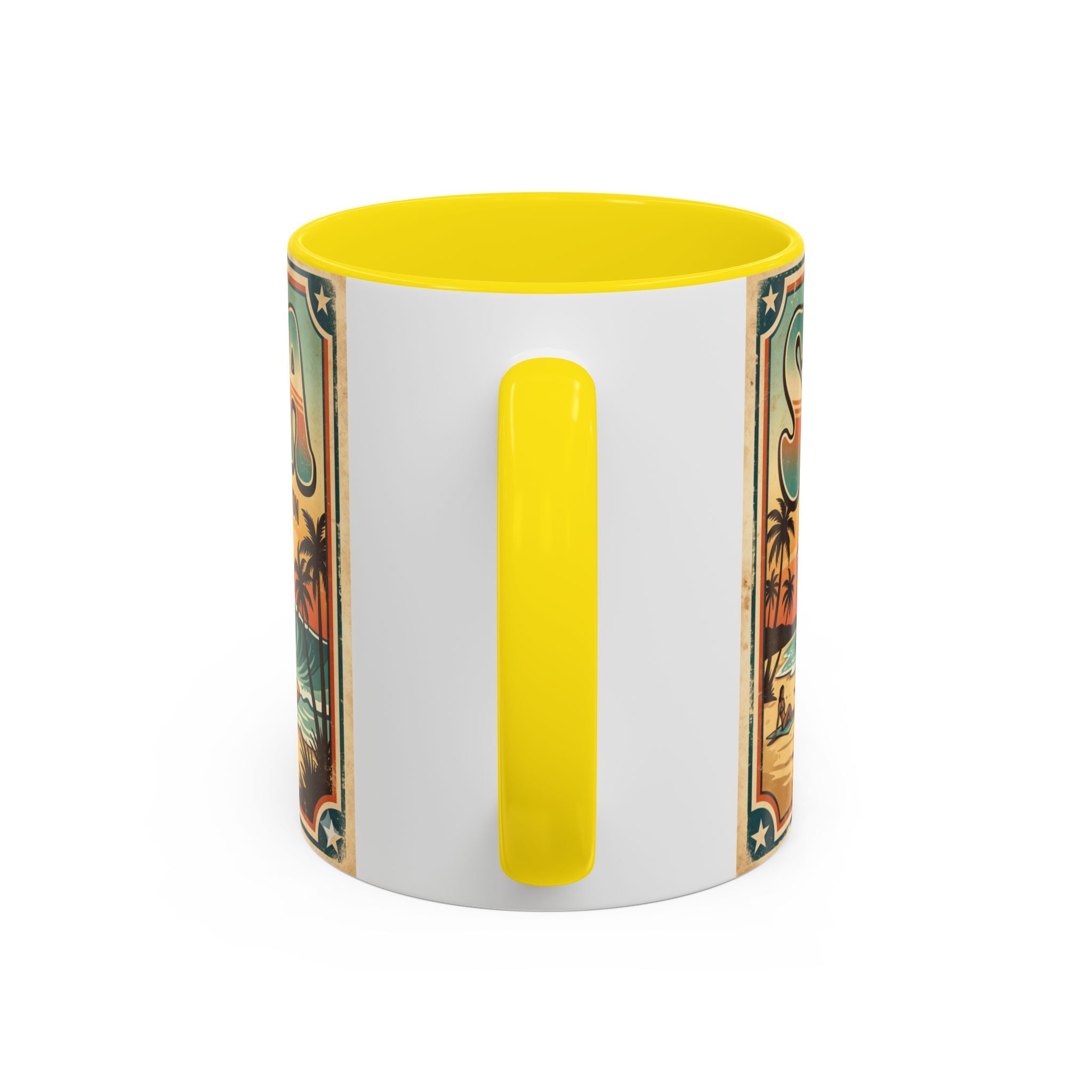 Surfing USA Coffee Mug — Retro Beach Vintage Surfboard Sunset Design