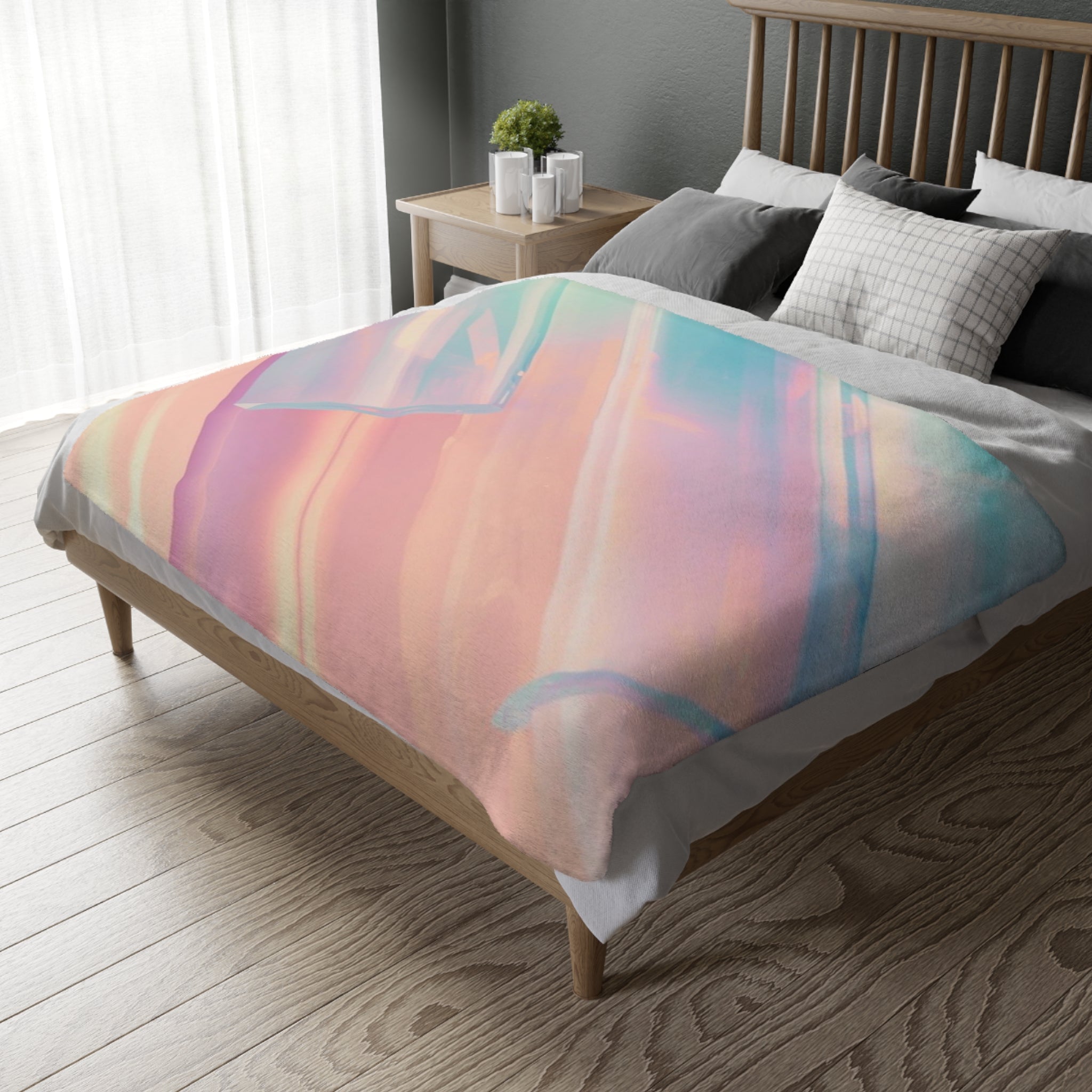 Pastel Prism Velveteen Blanket — Soft Microfiber Throw with Abstract Gradient Design
