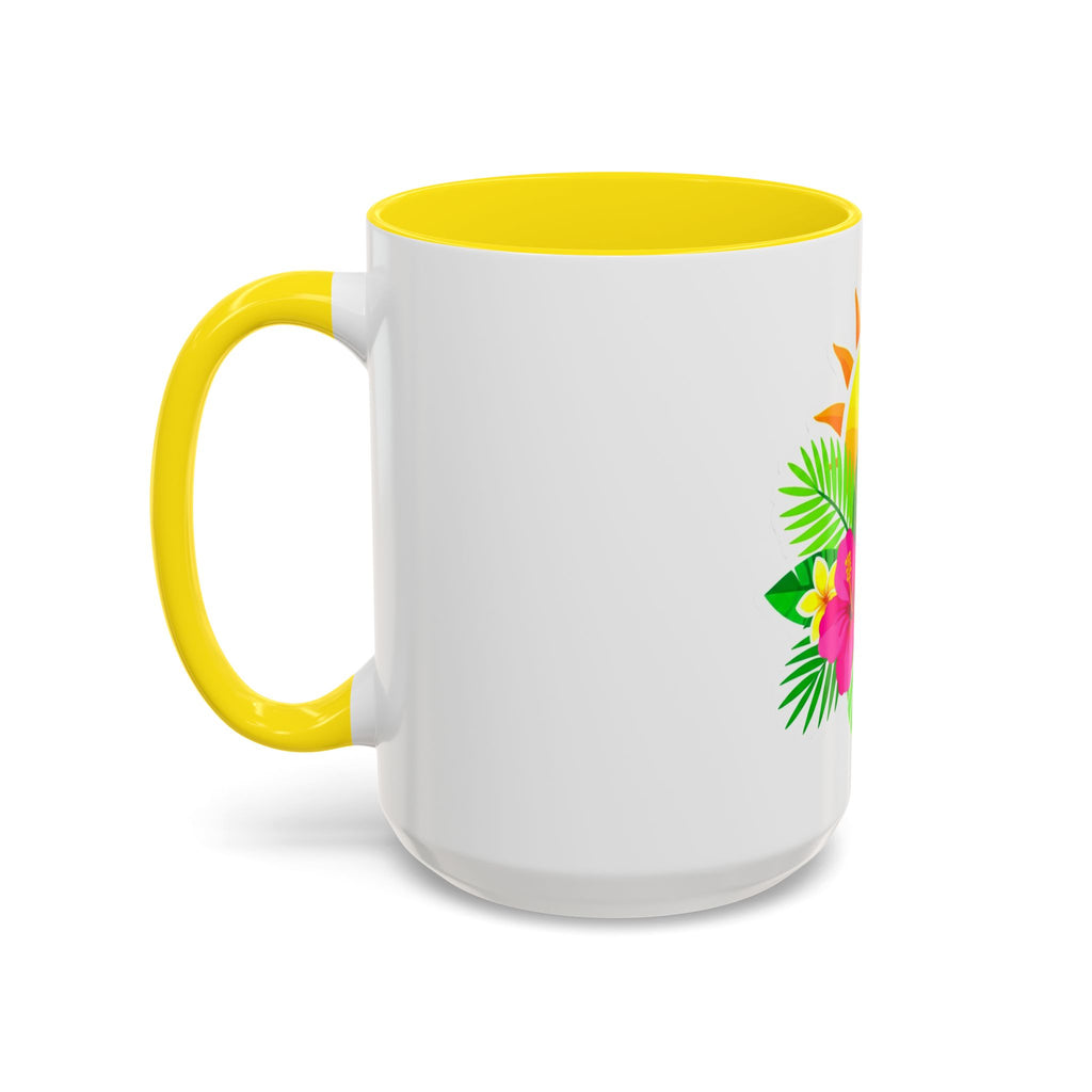 Tropical Sunrise Coffee Mug — Hibiscus Floral Travel Coffee Cup (11/15oz)
