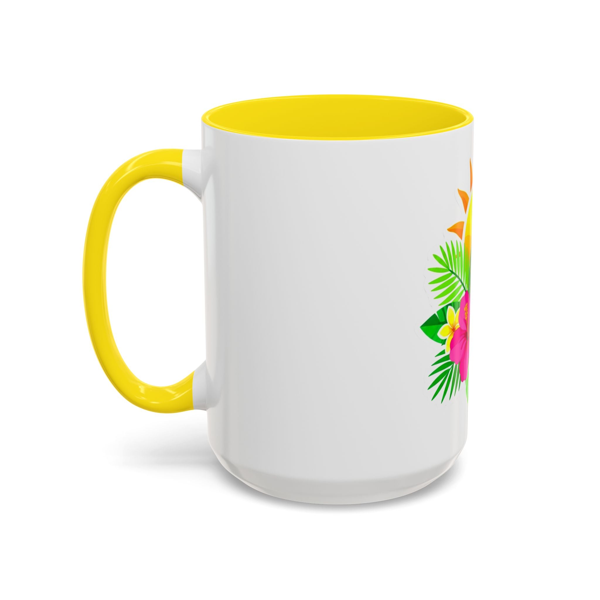 Tropical Sunrise Coffee Mug — Hibiscus Floral Travel Coffee Cup (11/15oz)