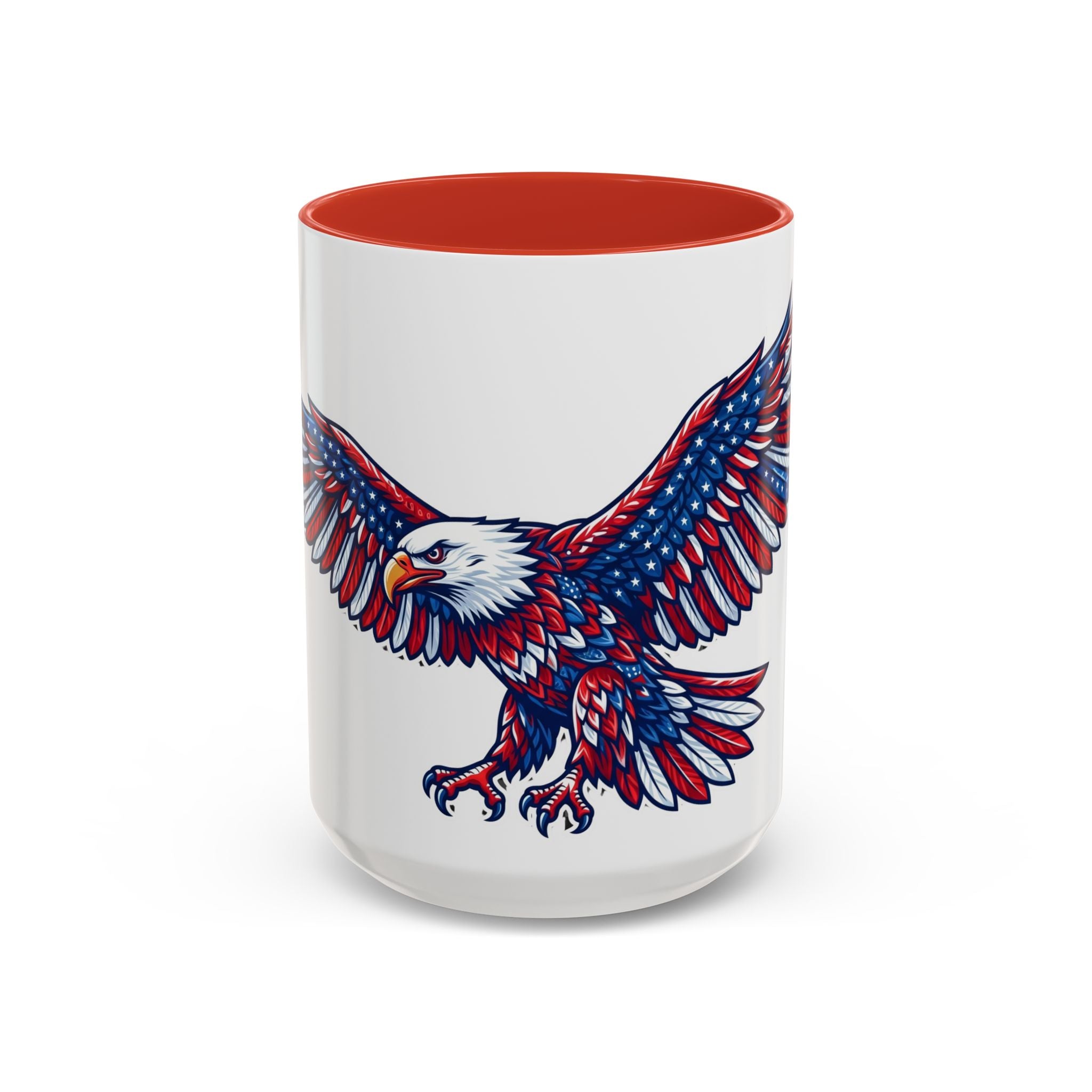 Patriotic Eagle Accent Coffee Mug — Red White & Blue Flying Eagle (11/15oz)