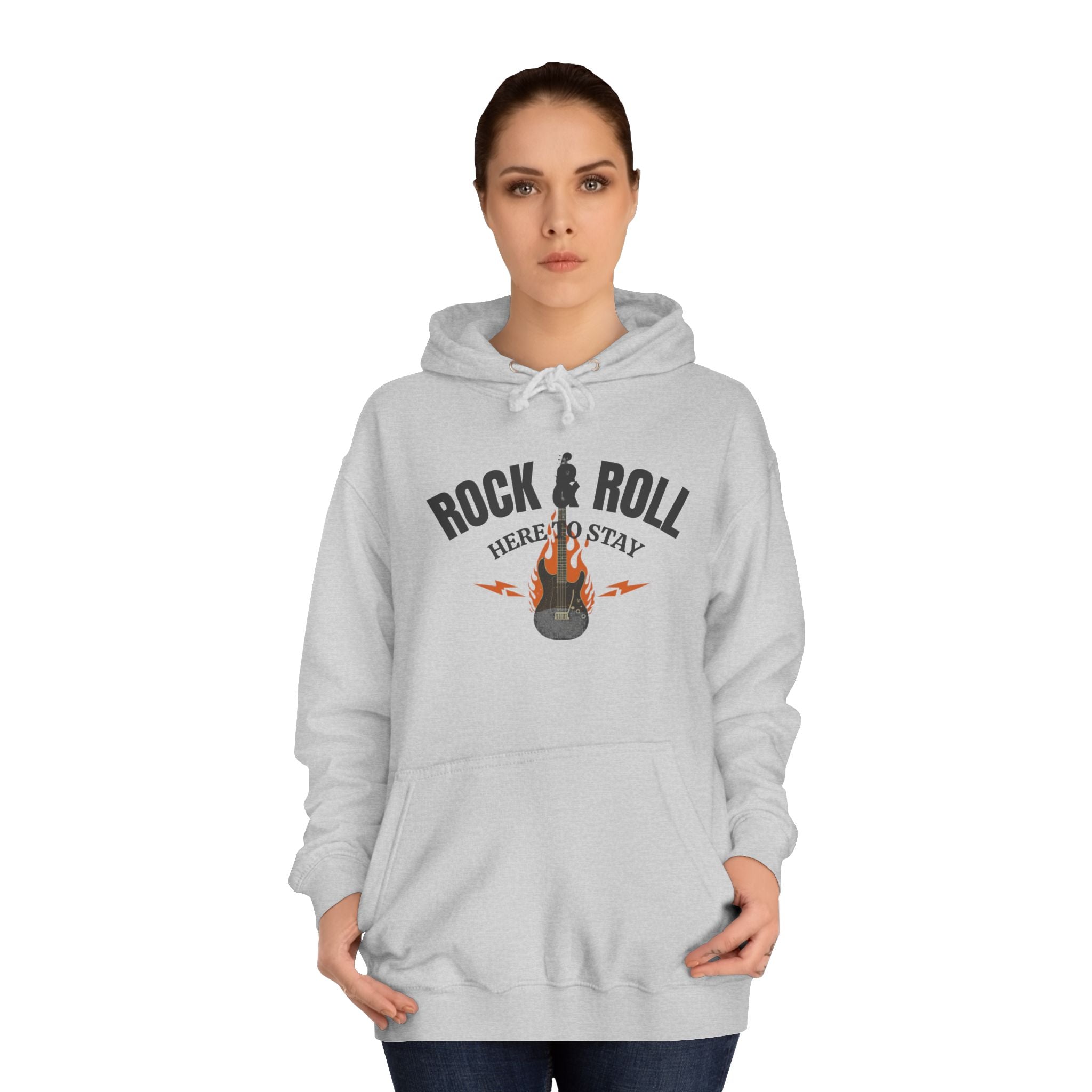 Rock & Roll Flame Guitar Hoodie — Vintage Music College Sweatshirt