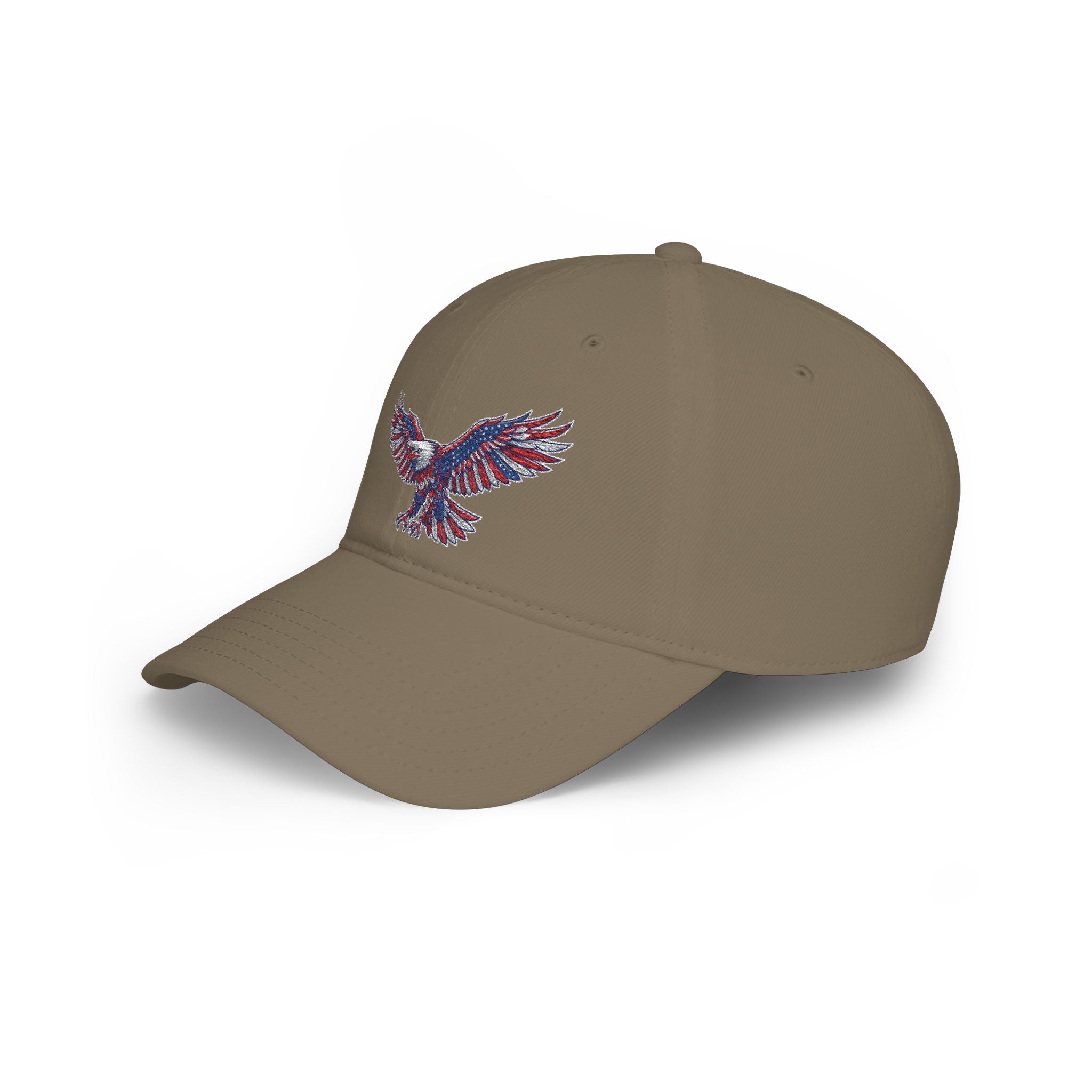 Patriotic Eagle Baseball Cap — American Flag Embroidered Red Low-Profile Hat