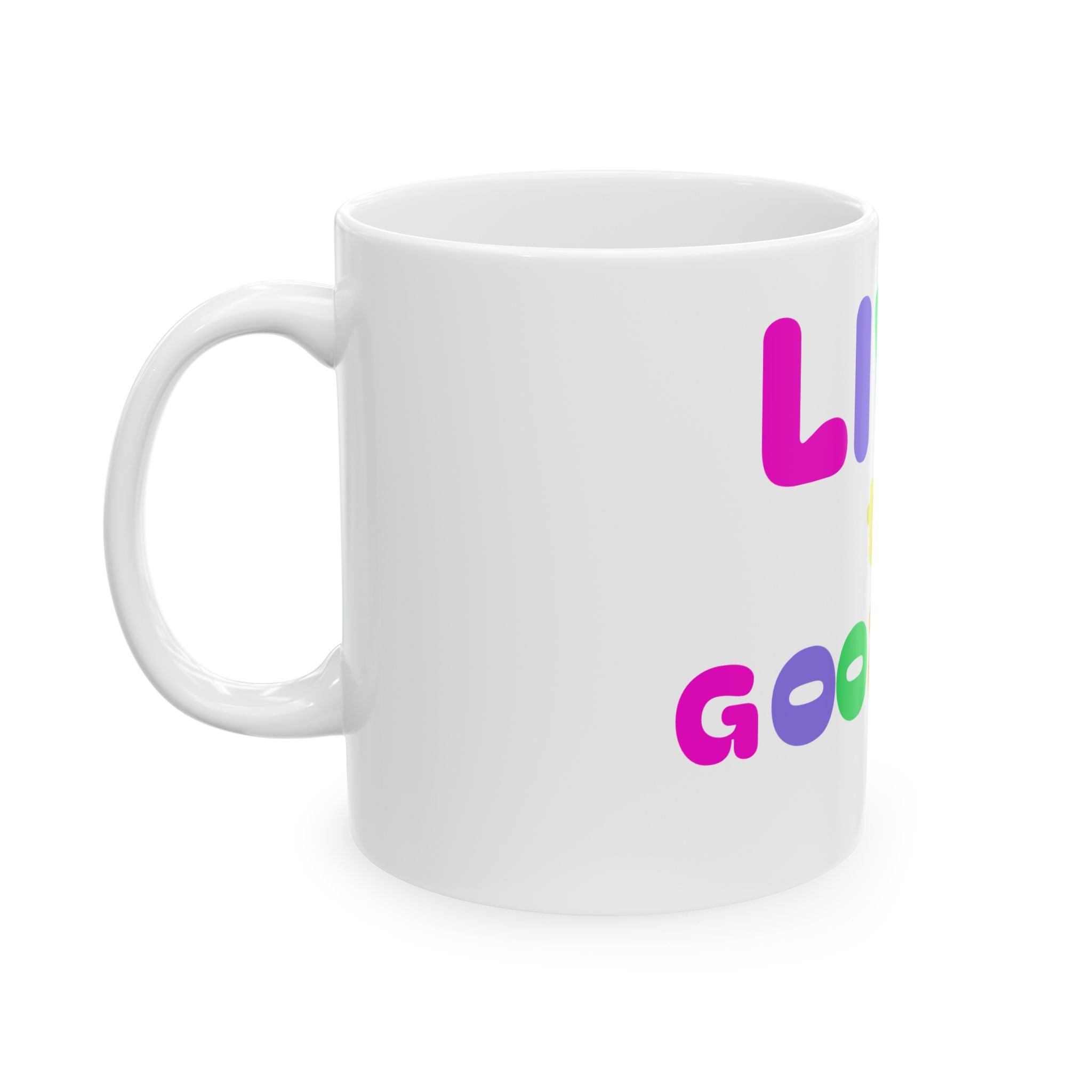 Livin the Good Life Mug | Colorful Retro Typography Ceramic Mug